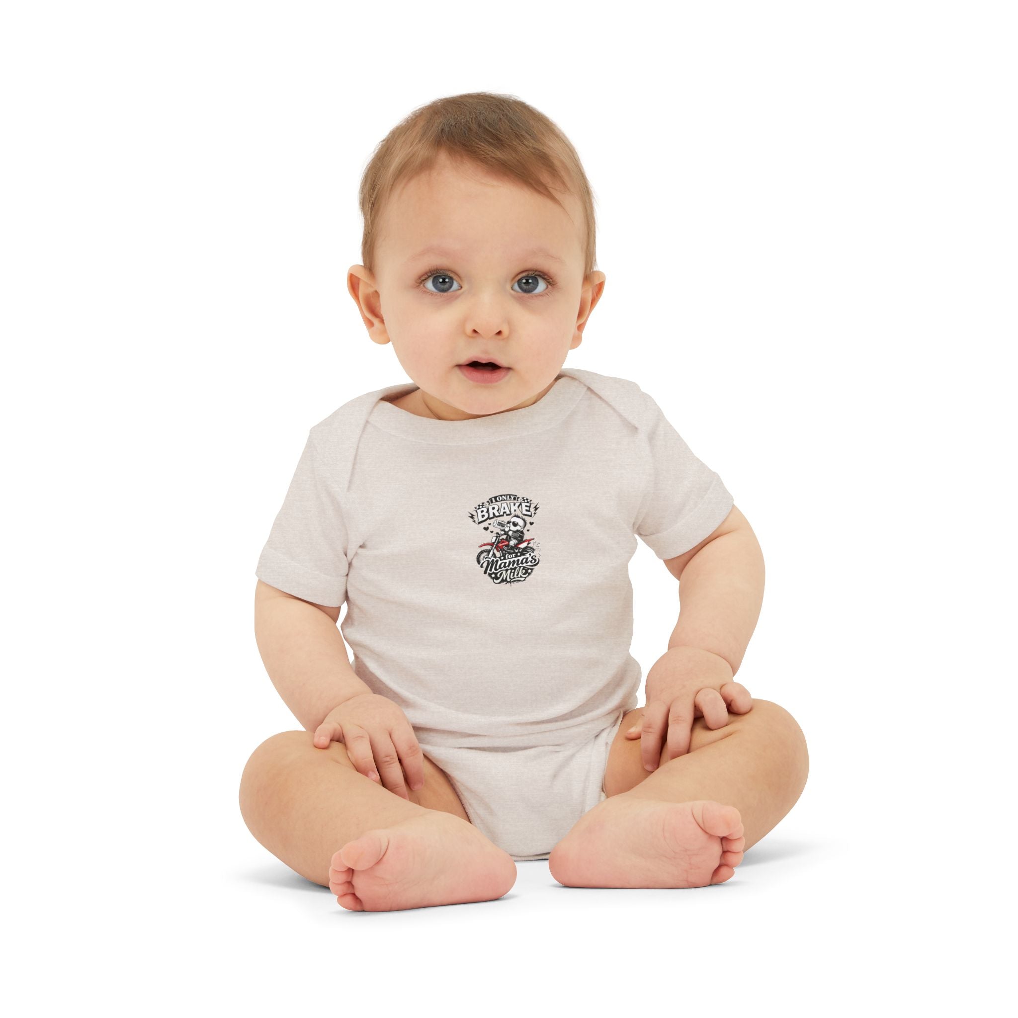 Infant One-Piece Bodysuit — ‘No Brakes’ Retro Motorcycle Chest Graphic