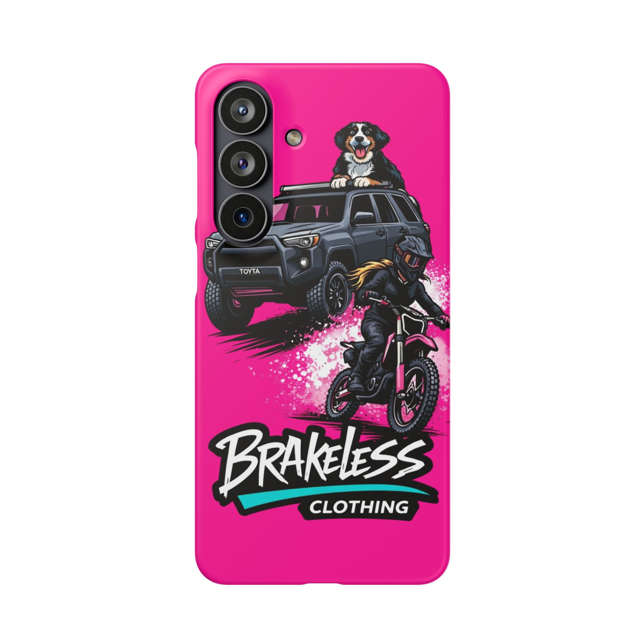 Phone Case — 'Brakeless Clothing' Off‑Road Motorcycle & 4x4 Design (Pink)