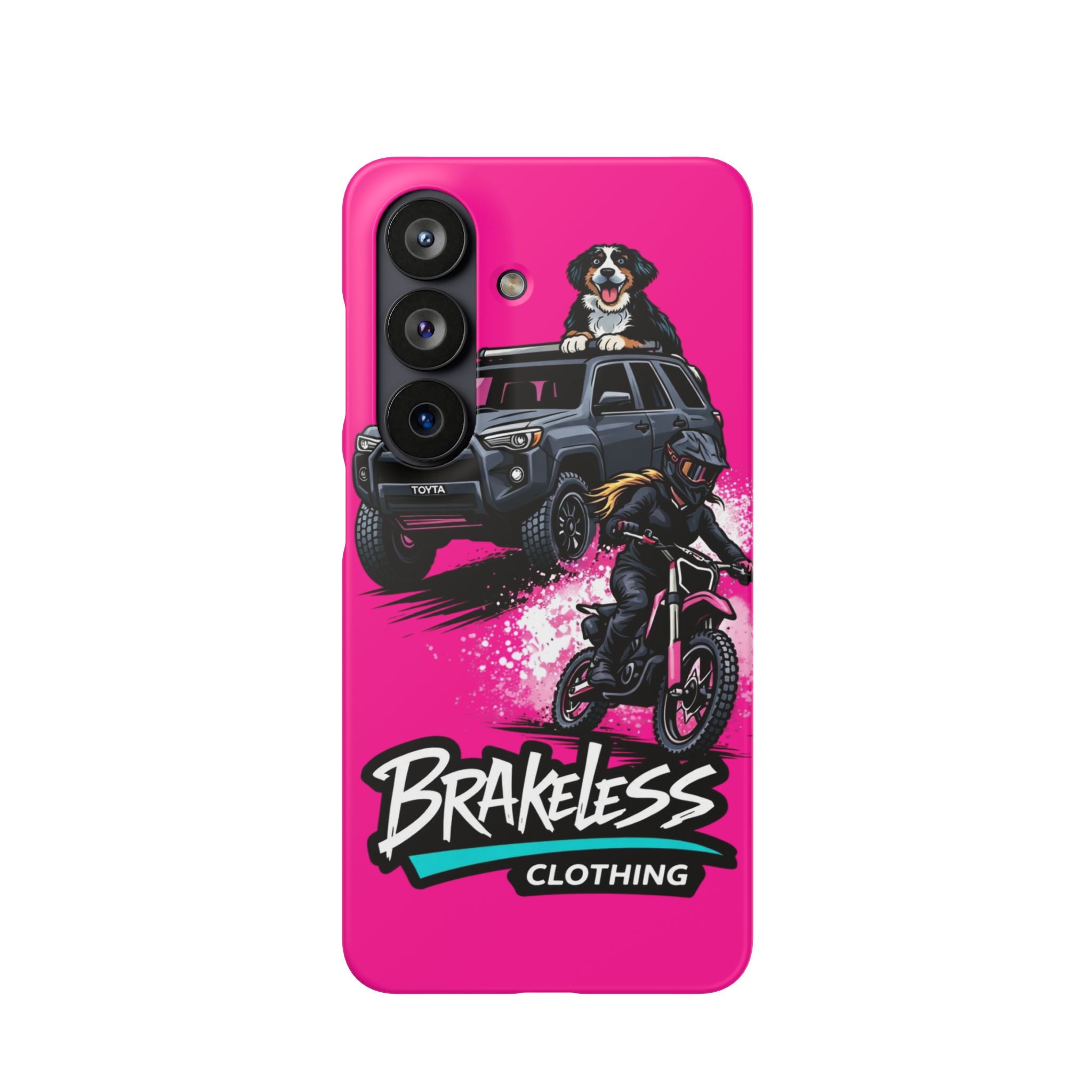 Phone Case — 'Brakeless Clothing' Off‑Road Motorcycle & 4x4 Design (Pink)