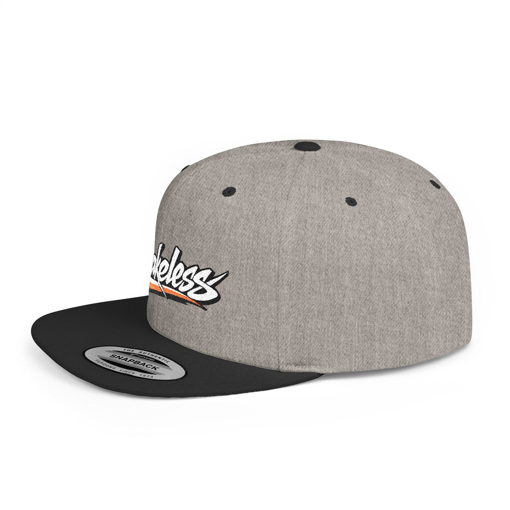 Brakeless Flat Bill Snapback Hat — Streetwear Grey Embroidered Cap