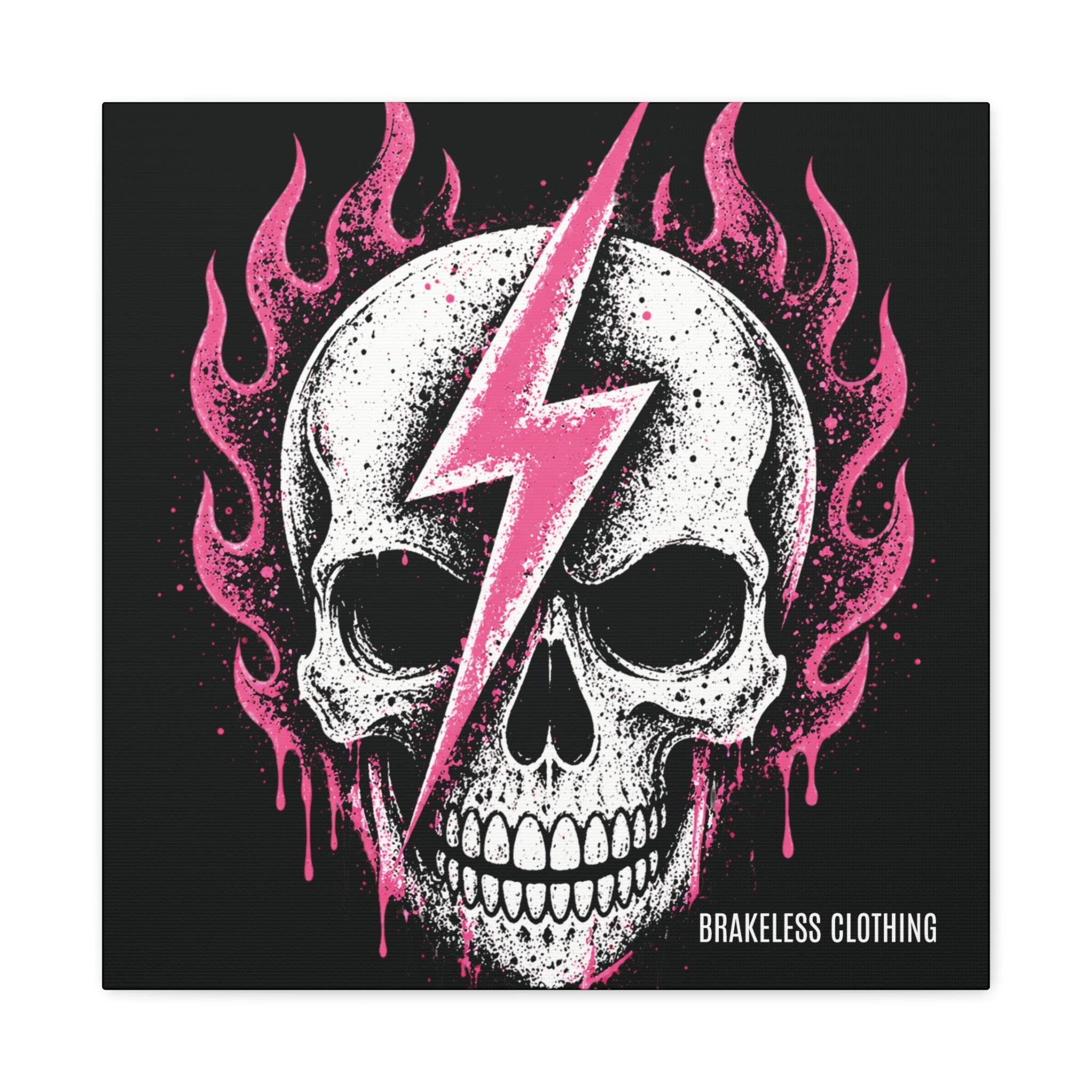Pink Lightning Skull Canvas - BRAKELESS SEND IT ART