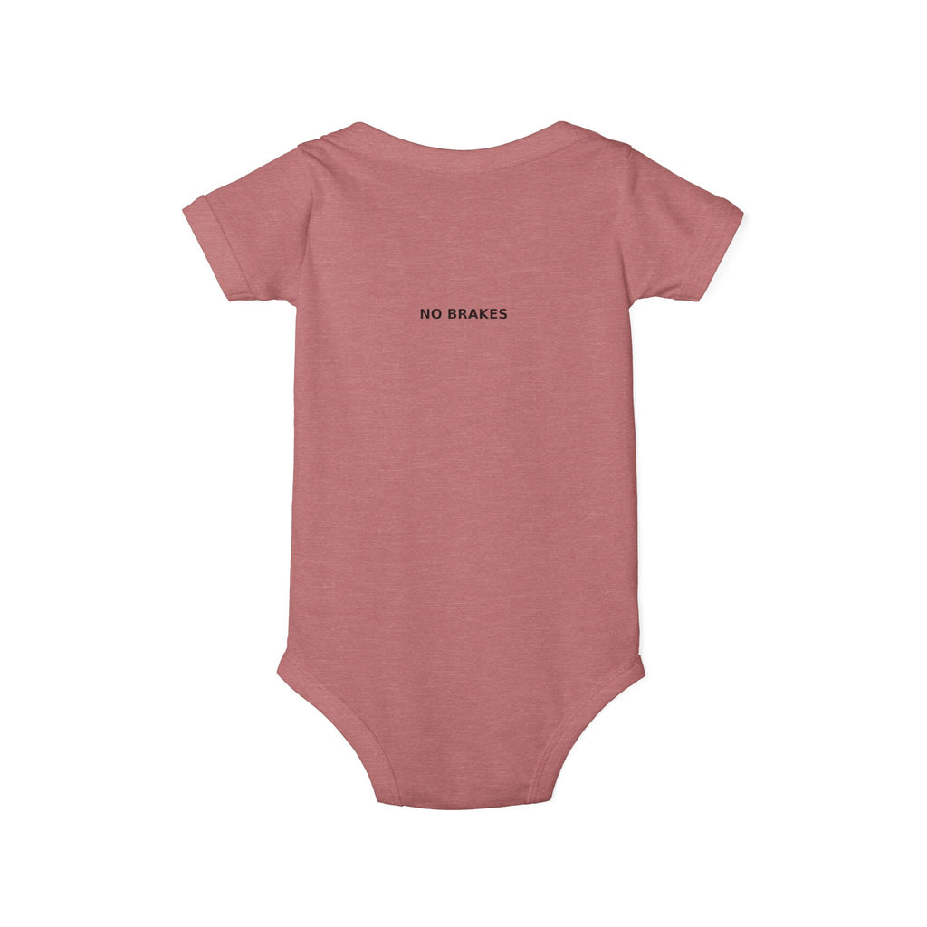 Infant One-Piece Bodysuit — ‘No Brakes’ Retro Motorcycle Chest Graphic