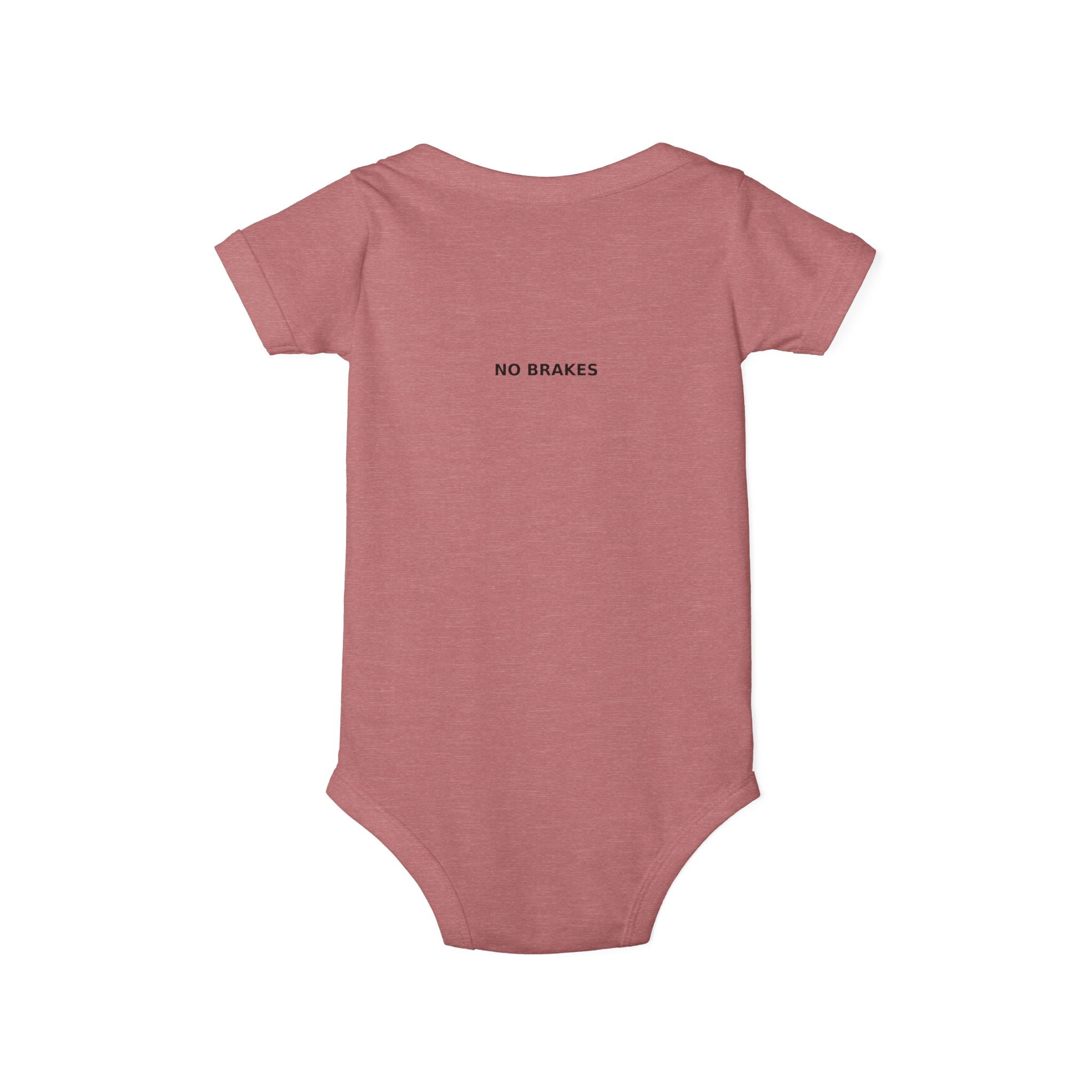 Infant One-Piece Bodysuit — ‘No Brakes’ Retro Motorcycle Chest Graphic