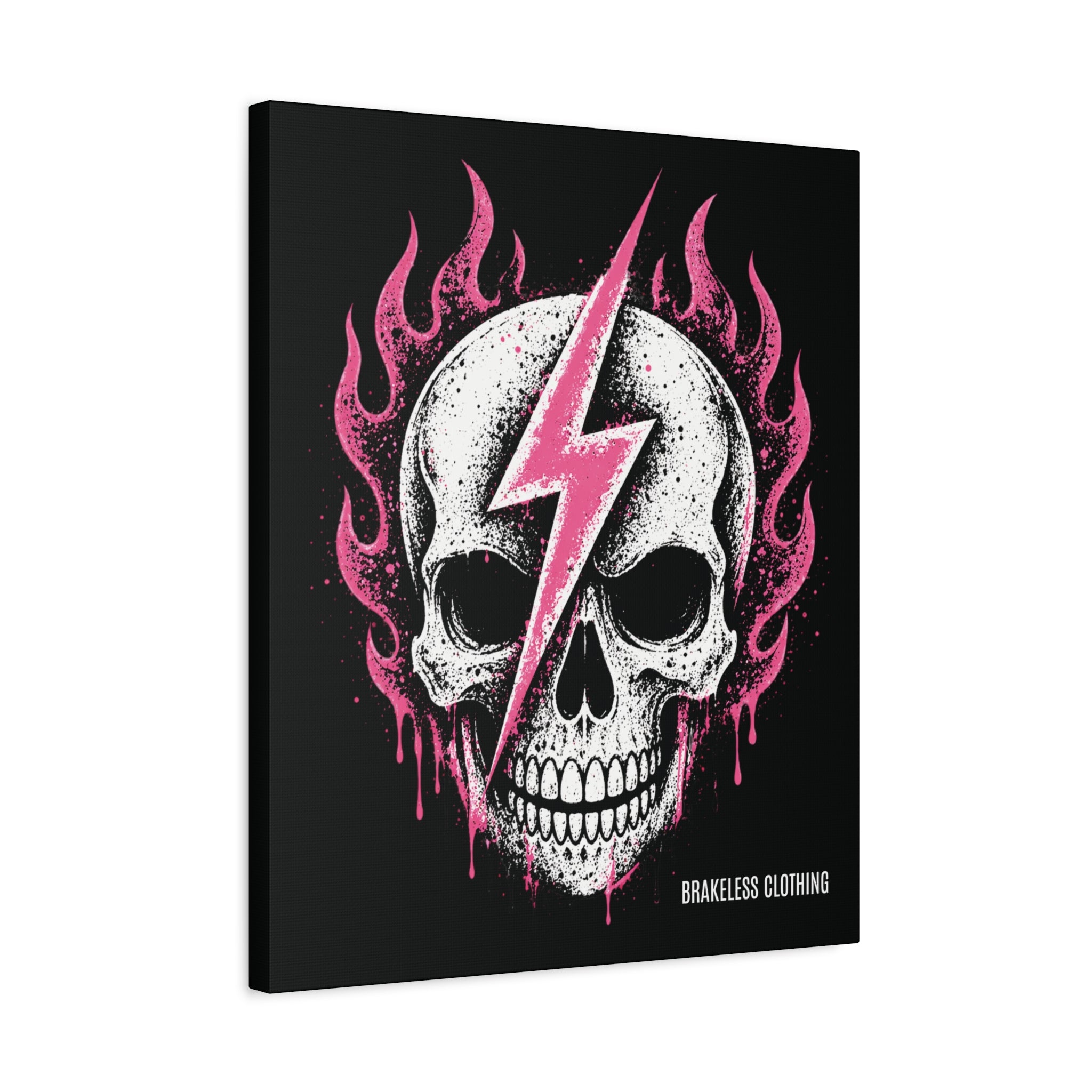 Pink Lightning Skull Canvas - BRAKELESS SEND IT ART