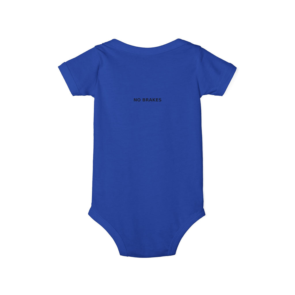 Infant One-Piece Bodysuit — ‘No Brakes’ Retro Motorcycle Chest Graphic