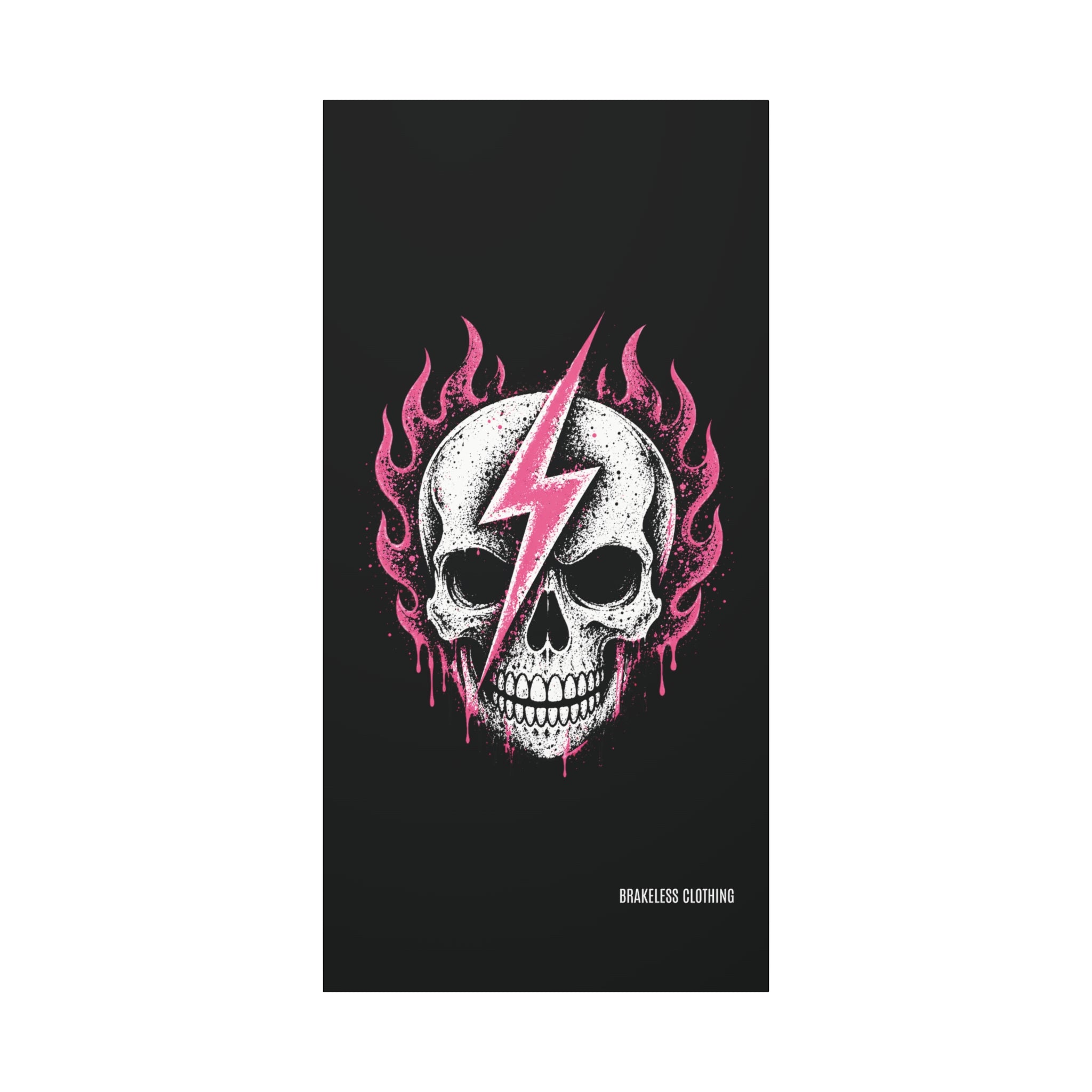 Pink Lightning Skull Canvas - BRAKELESS SEND IT ART