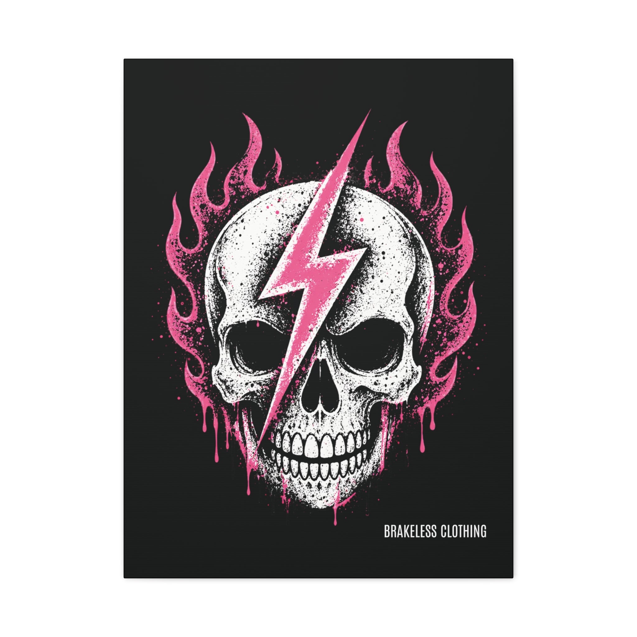 Pink Lightning Skull Canvas - BRAKELESS SEND IT ART