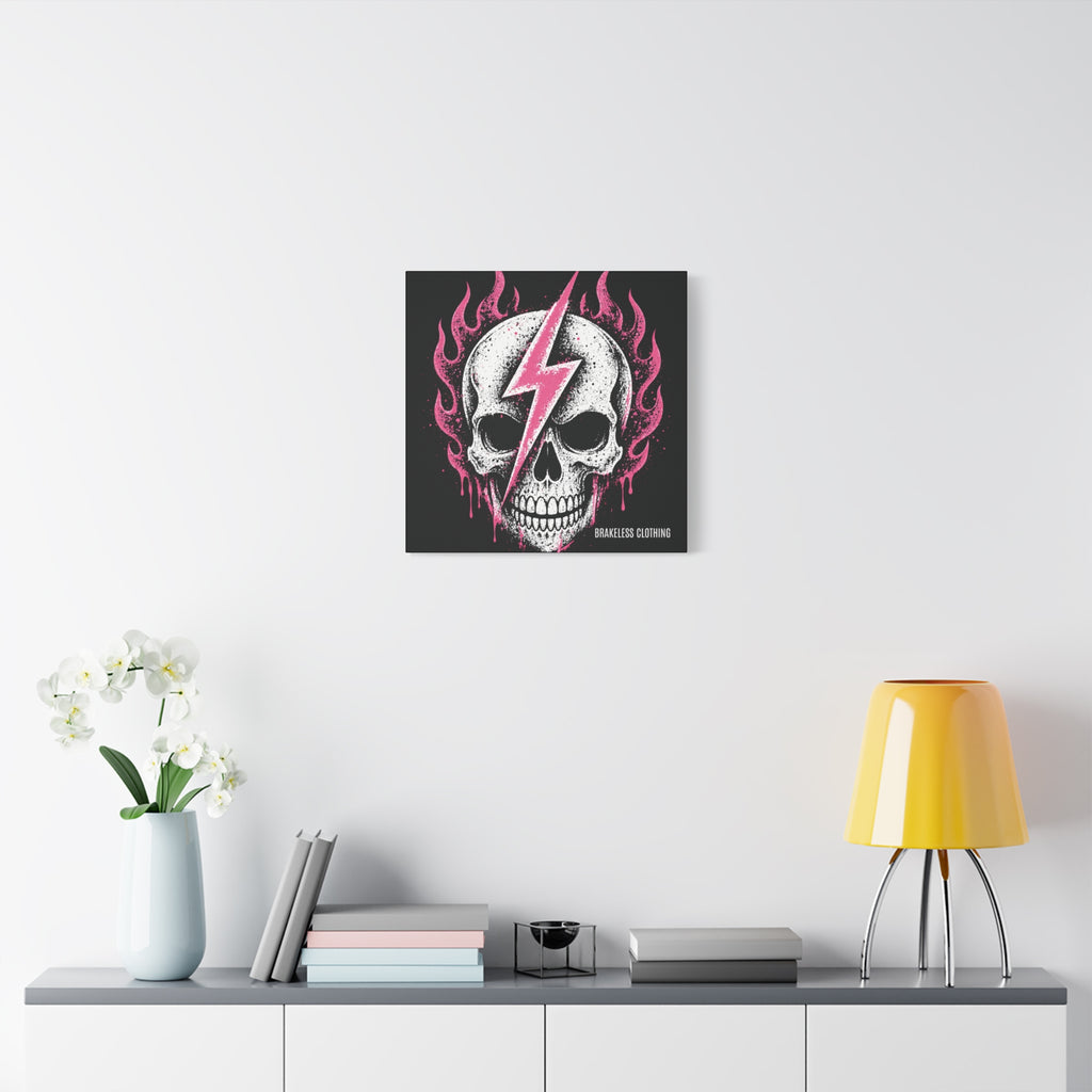 Pink Lightning Skull Canvas - BRAKELESS SEND IT ART