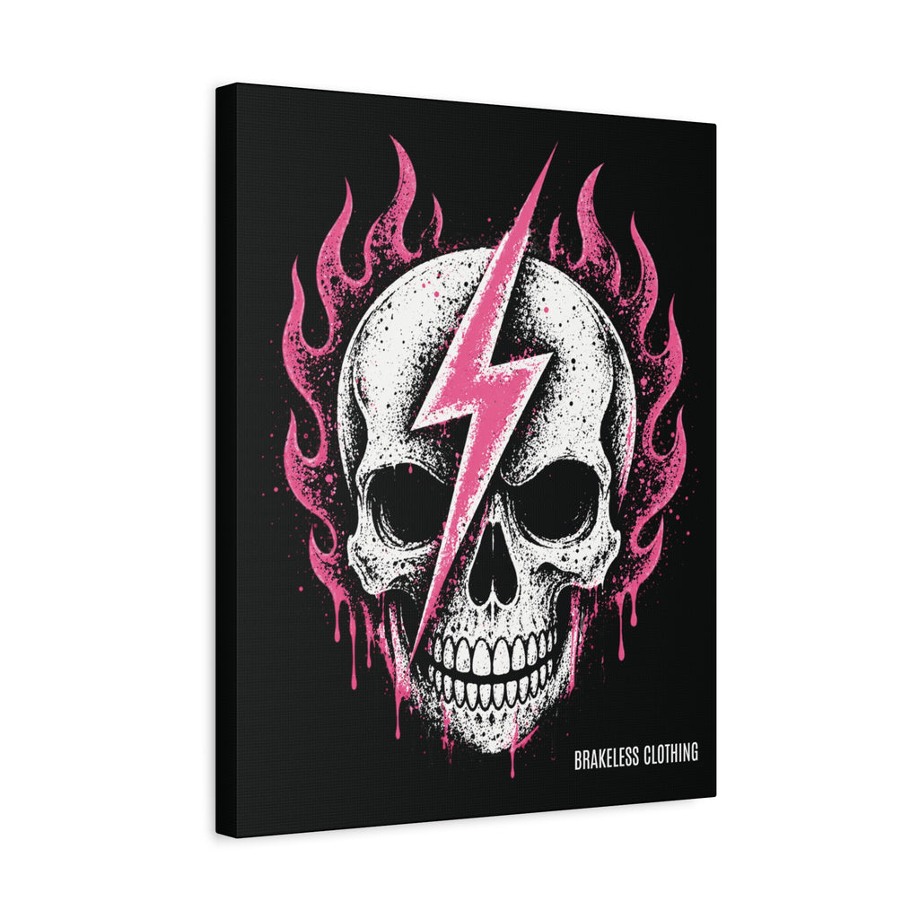 Pink Lightning Skull Canvas - BRAKELESS SEND IT ART