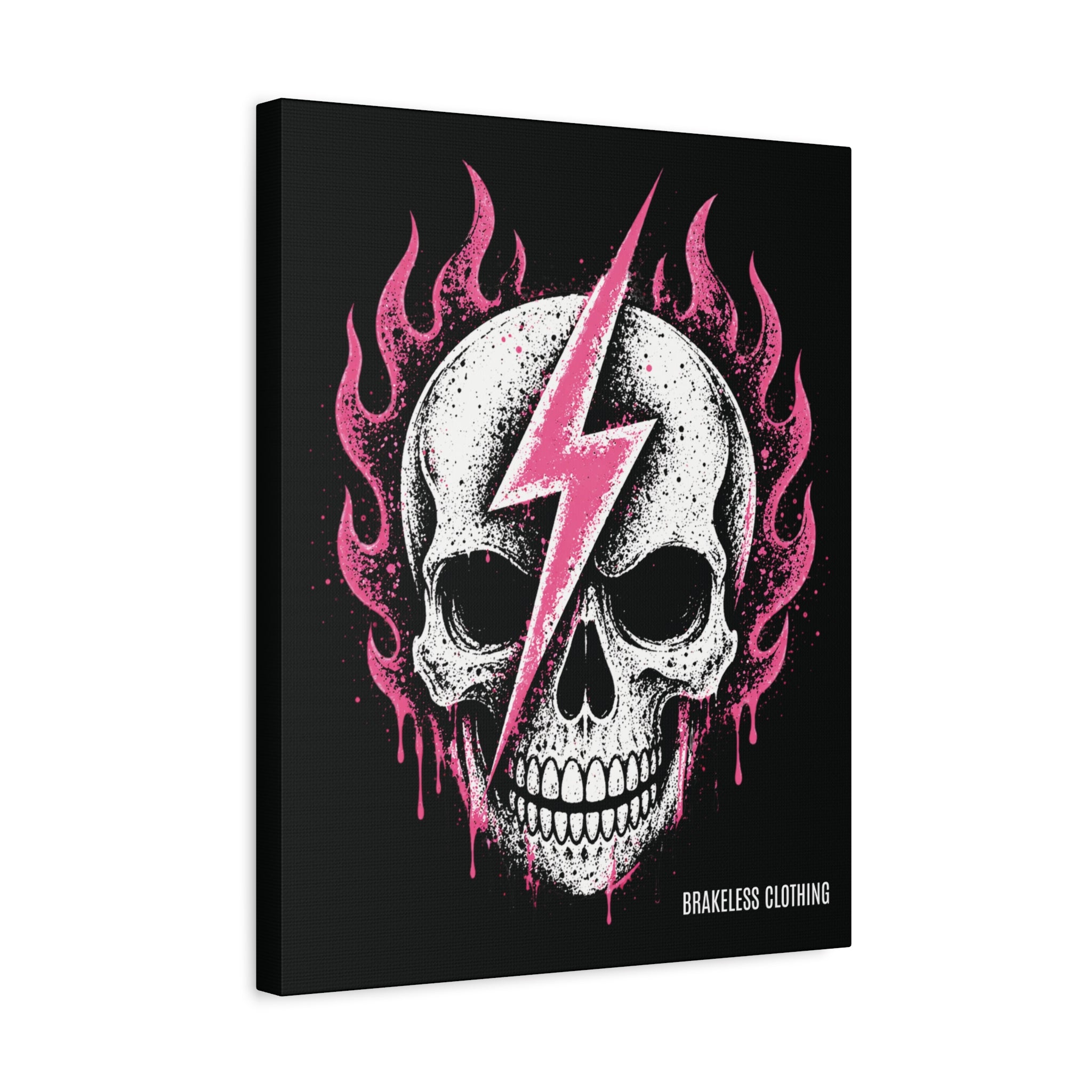 Pink Lightning Skull Canvas - BRAKELESS SEND IT ART