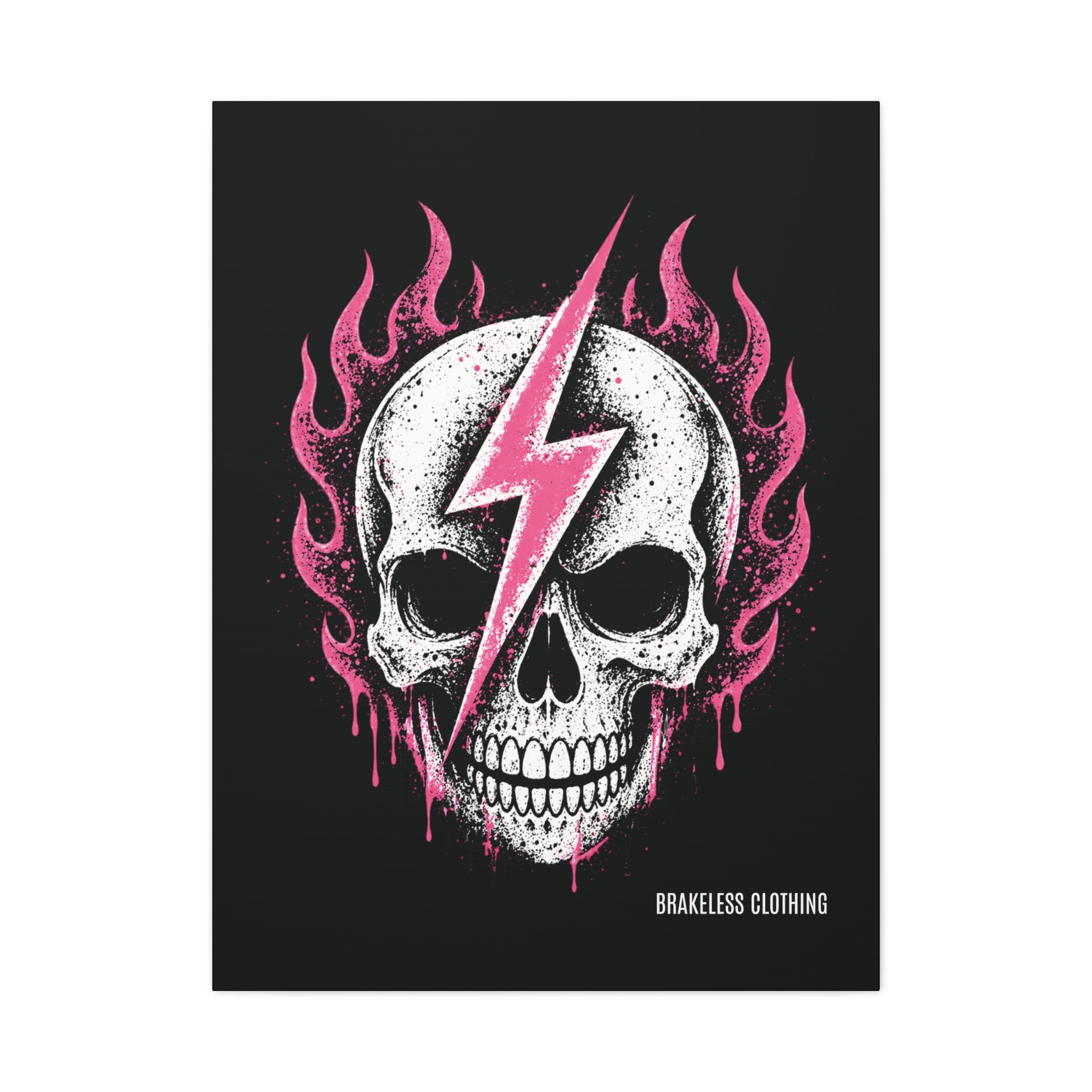 Pink Lightning Skull Canvas - BRAKELESS SEND IT ART