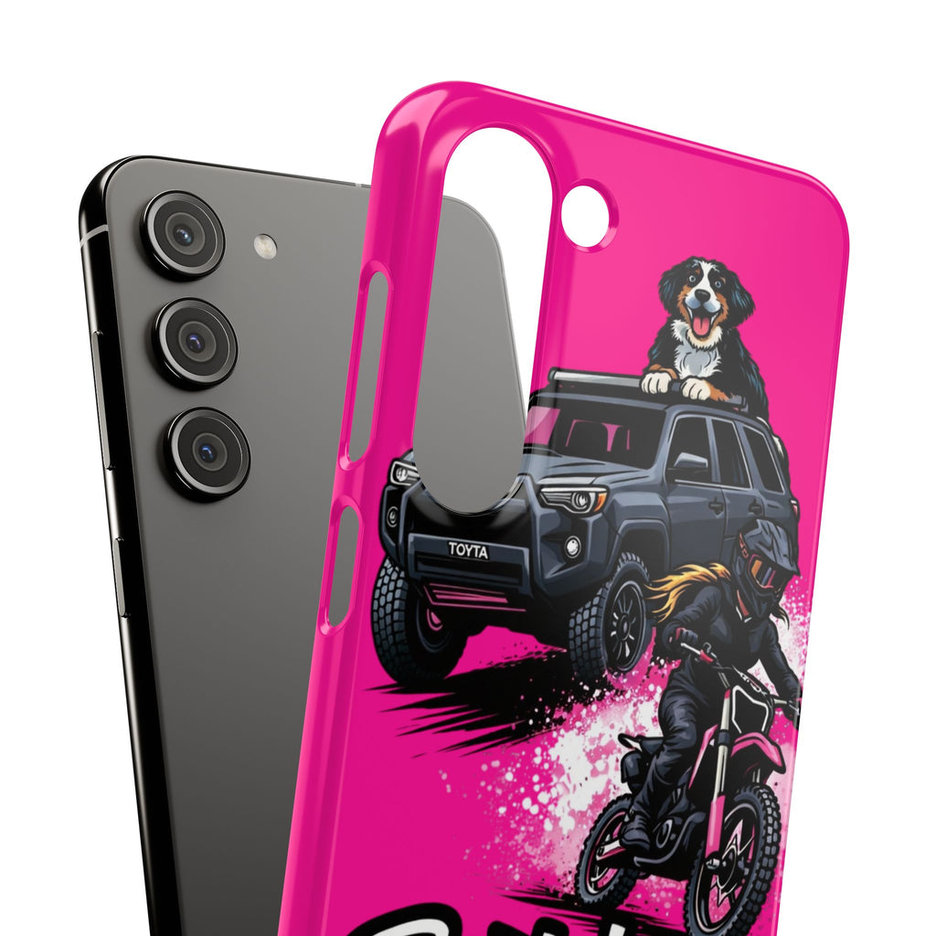 Phone Case — 'Brakeless Clothing' Off‑Road Motorcycle & 4x4 Design (Pink)