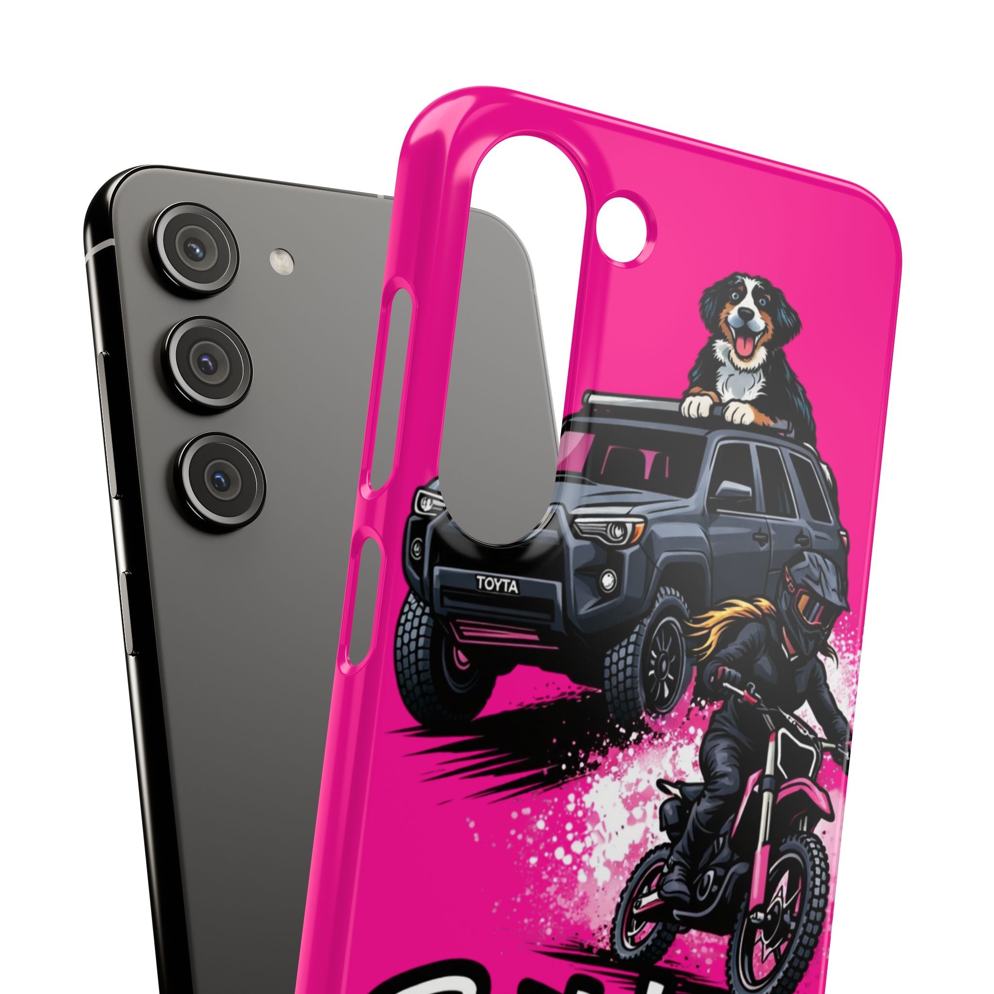 Phone Case — 'Brakeless Clothing' Off‑Road Motorcycle & 4x4 Design (Pink)
