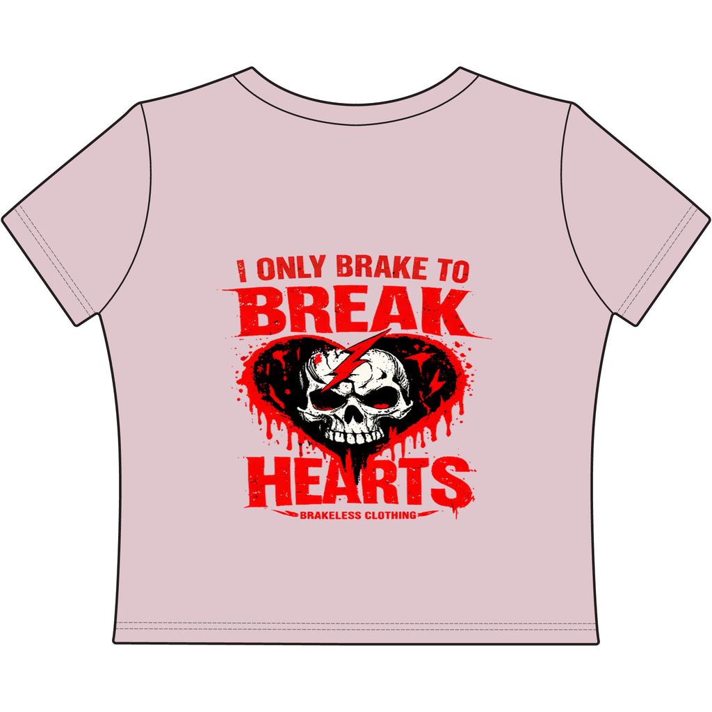 BRAKELESS CLOTHING— "I Only Brake to Break Hearts" Skull Graphic Crop Top