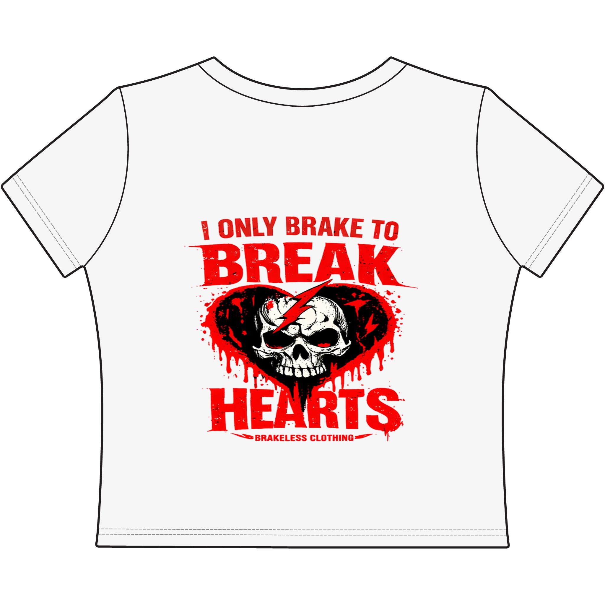 BRAKELESS CLOTHING— "I Only Brake to Break Hearts" Skull Graphic Crop Top