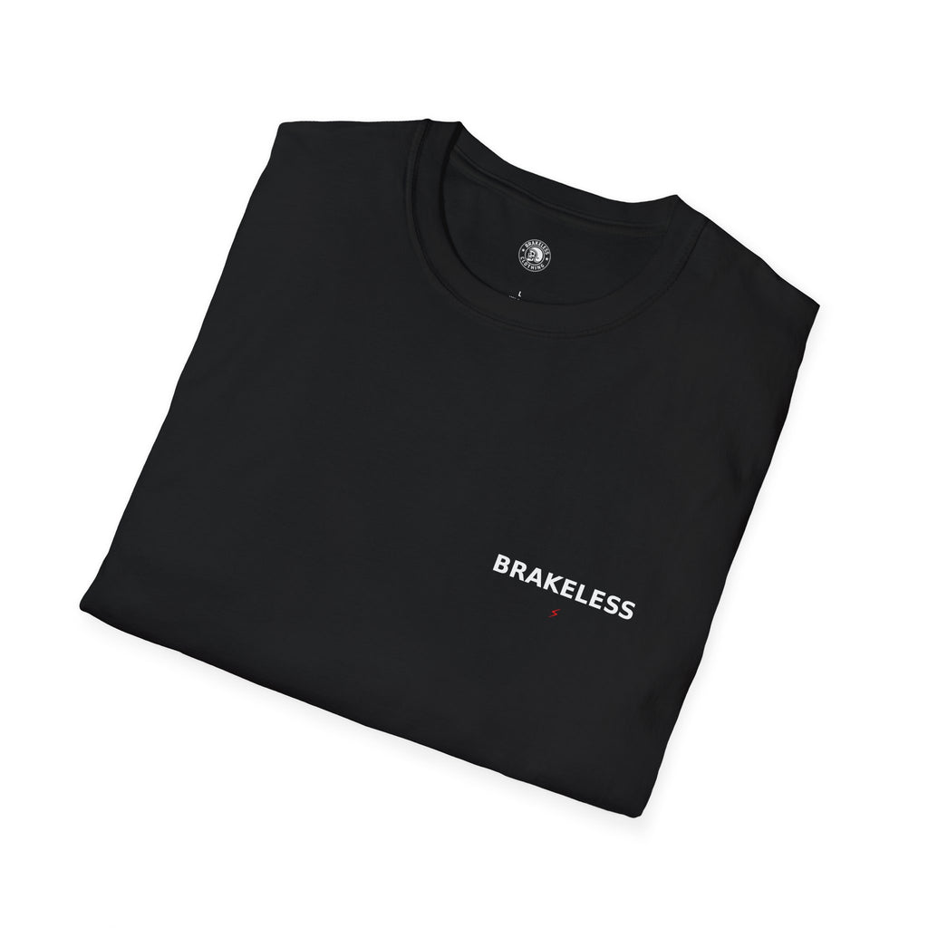 Brakeless Minimalist Black Tee — Small Chest Logo T-Shirt