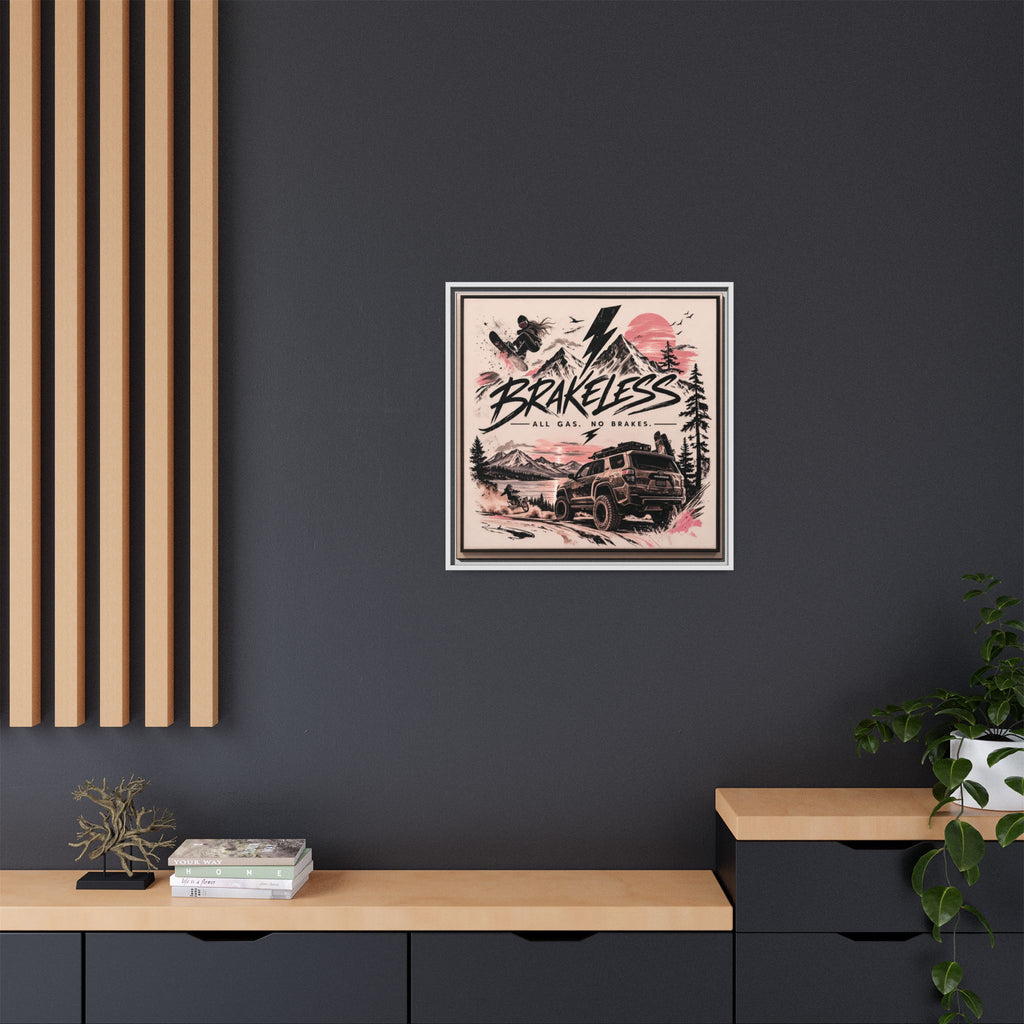 Framed Matte Canvas – "Brakeless: All Gas, No Brakes" Off‑Road Adventure Print
