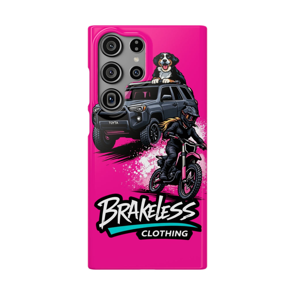 Phone Case — 'Brakeless Clothing' Off‑Road Motorcycle & 4x4 Design (Pink)