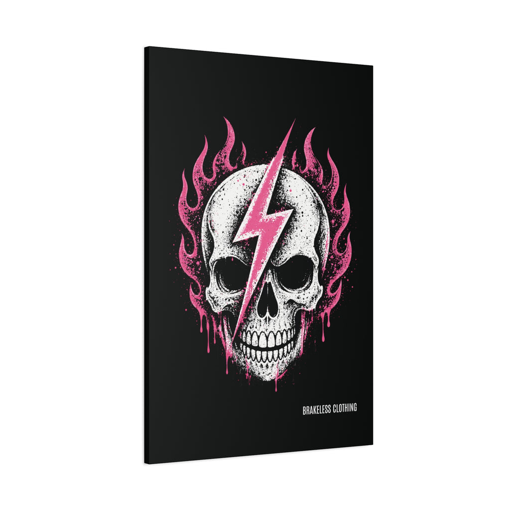 Pink Lightning Skull Canvas - BRAKELESS SEND IT ART