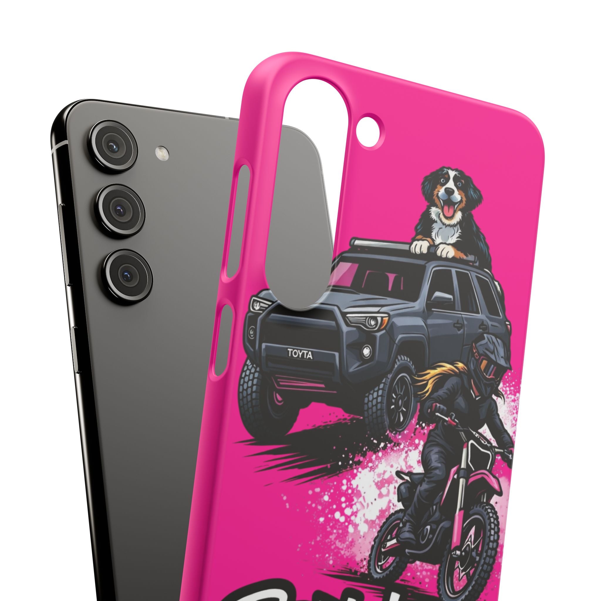 Phone Case — 'Brakeless Clothing' Off‑Road Motorcycle & 4x4 Design (Pink)