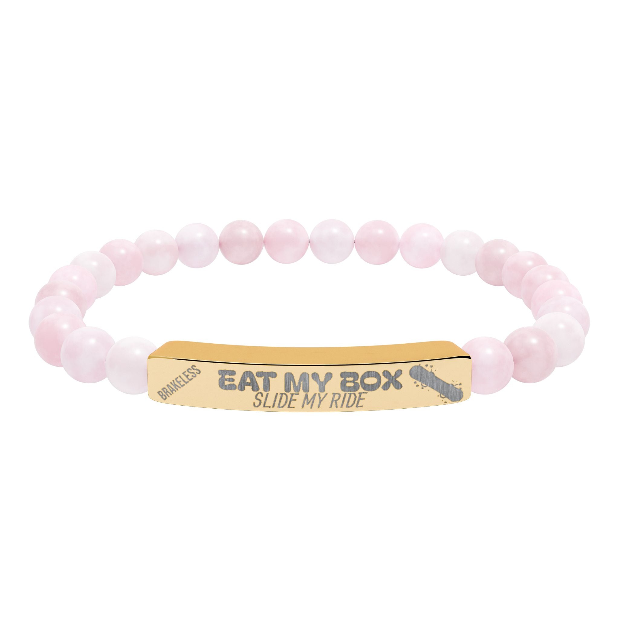 Engraved Natural Stone Stretch Bracelet — "EAT MY BOX" Bar