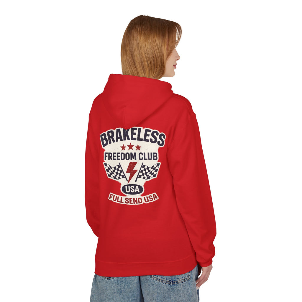 Brakeless Freedom Club Hoodie — 'No Brakes. Just Freedom.' Racing Pullover