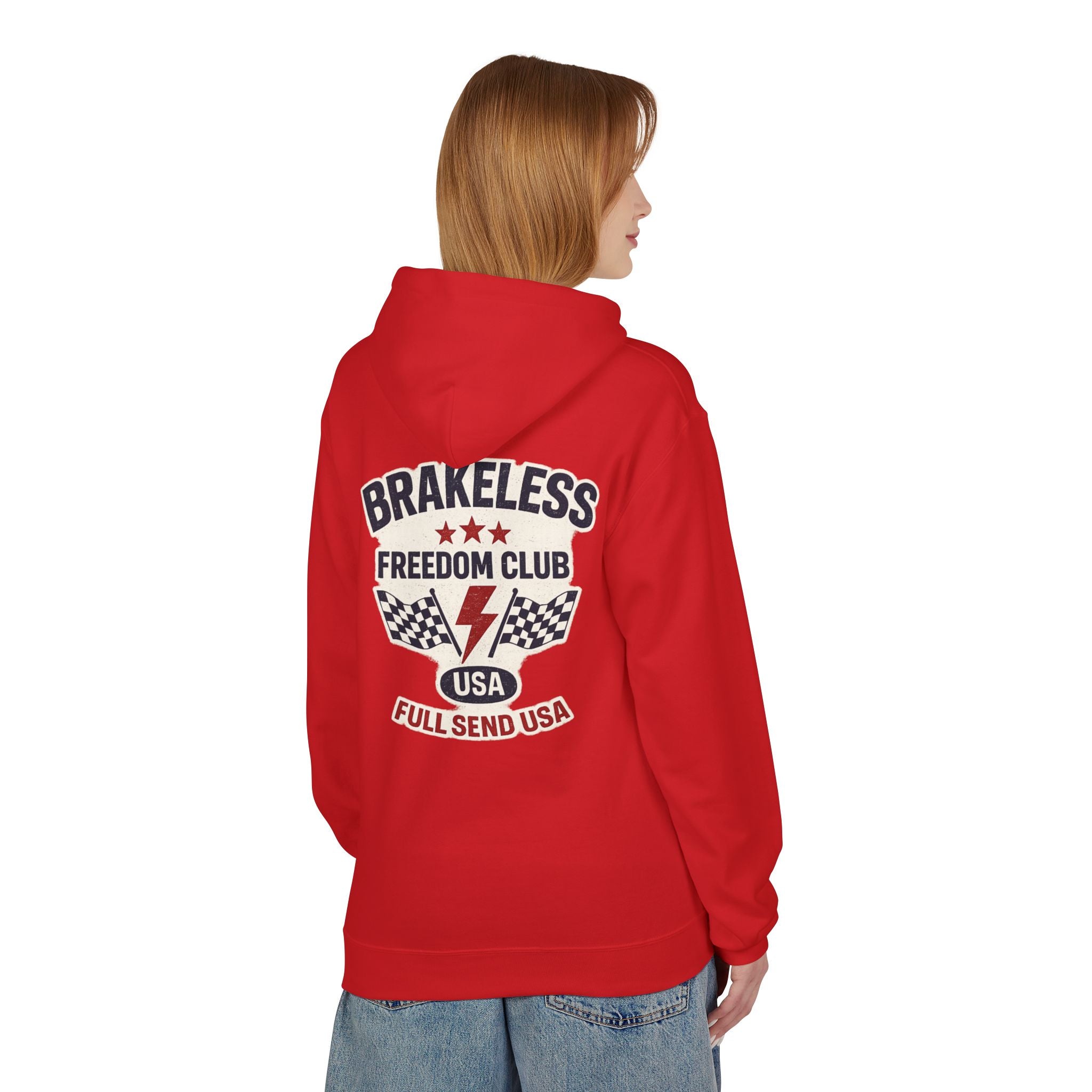 Brakeless Freedom Club Hoodie — 'No Brakes. Just Freedom.' Racing Pullover