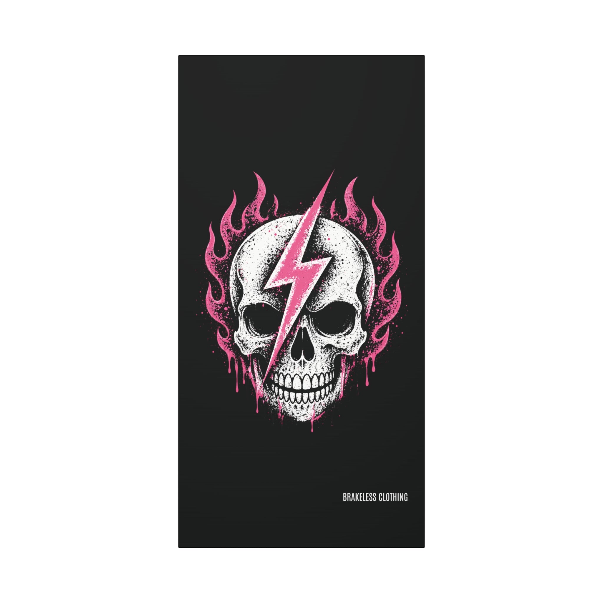 Pink Lightning Skull Canvas - BRAKELESS SEND IT ART