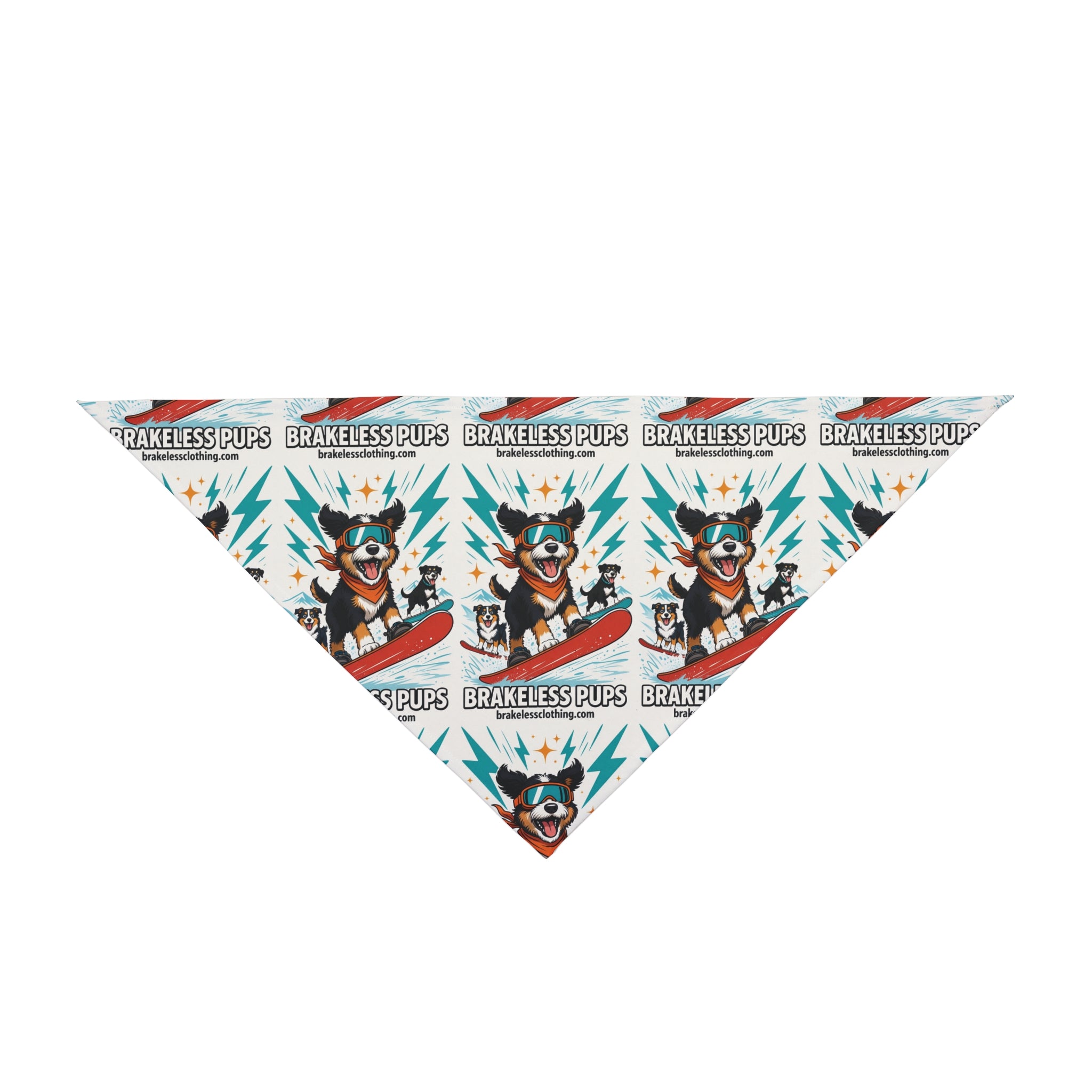 Snowboarding Dog Pet Bandana — 'Brakeless Pups' Winter Adventure Bandana for Dogs