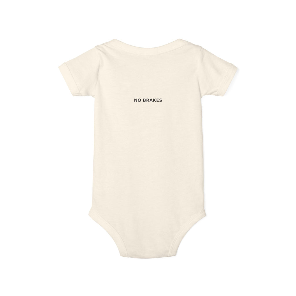 Infant One-Piece Bodysuit — ‘No Brakes’ Retro Motorcycle Chest Graphic