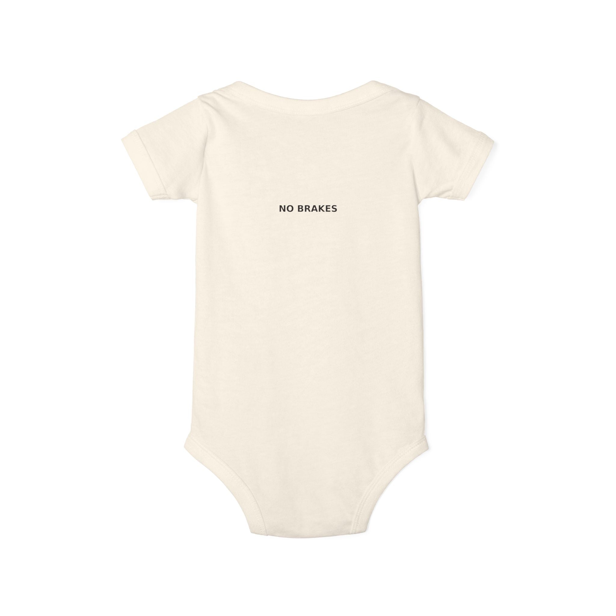 Infant One-Piece Bodysuit — ‘No Brakes’ Retro Motorcycle Chest Graphic