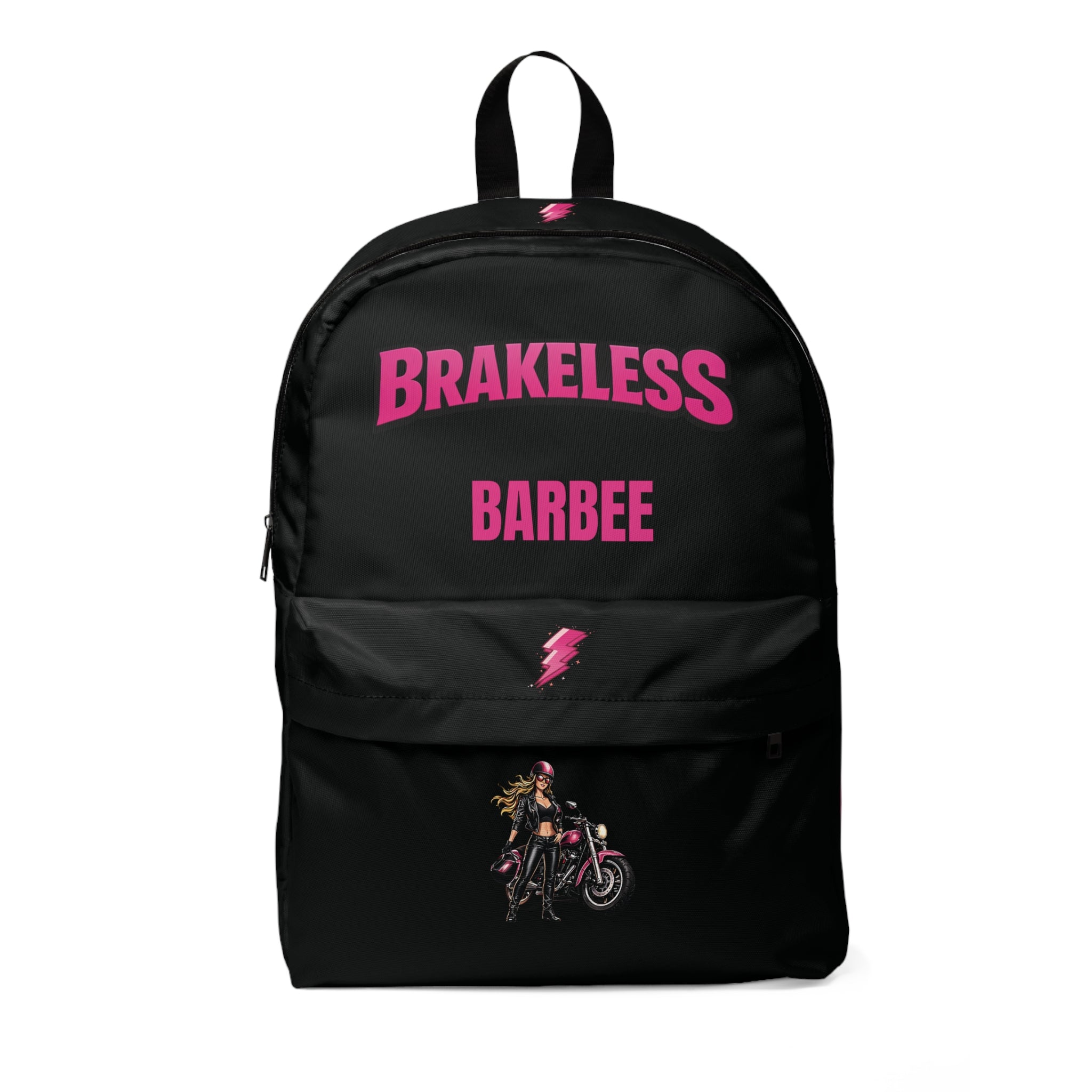 Brakeless Barbee / Harley Barbee Motorcycle Backpack — Pink Lightning Biker Bag