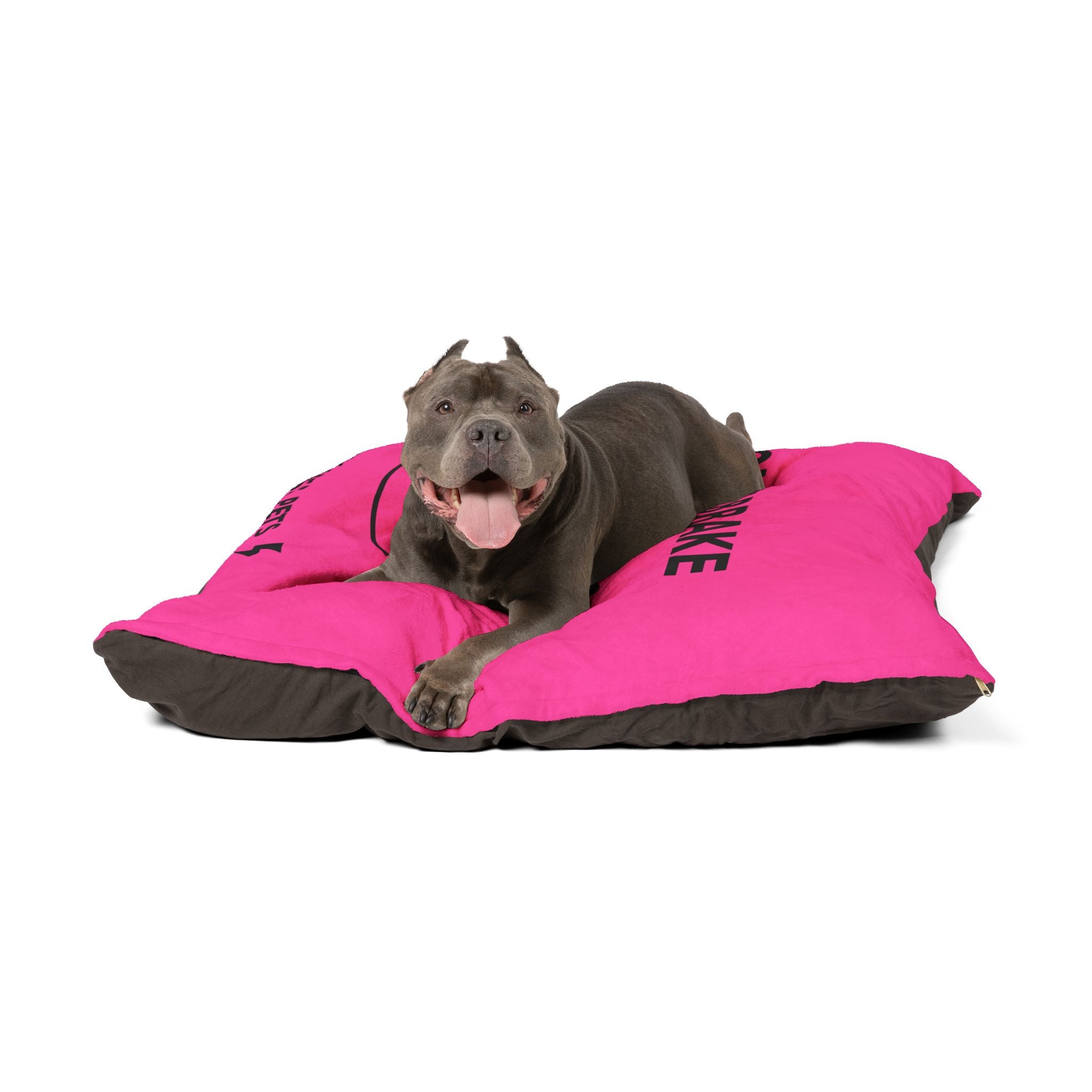 Pet Bed — "I Only Brake for Treats" Pink Plush Dog Bed