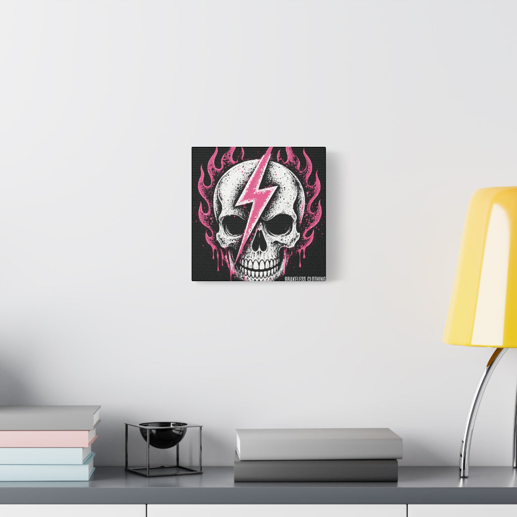 Pink Lightning Skull Canvas - BRAKELESS SEND IT ART