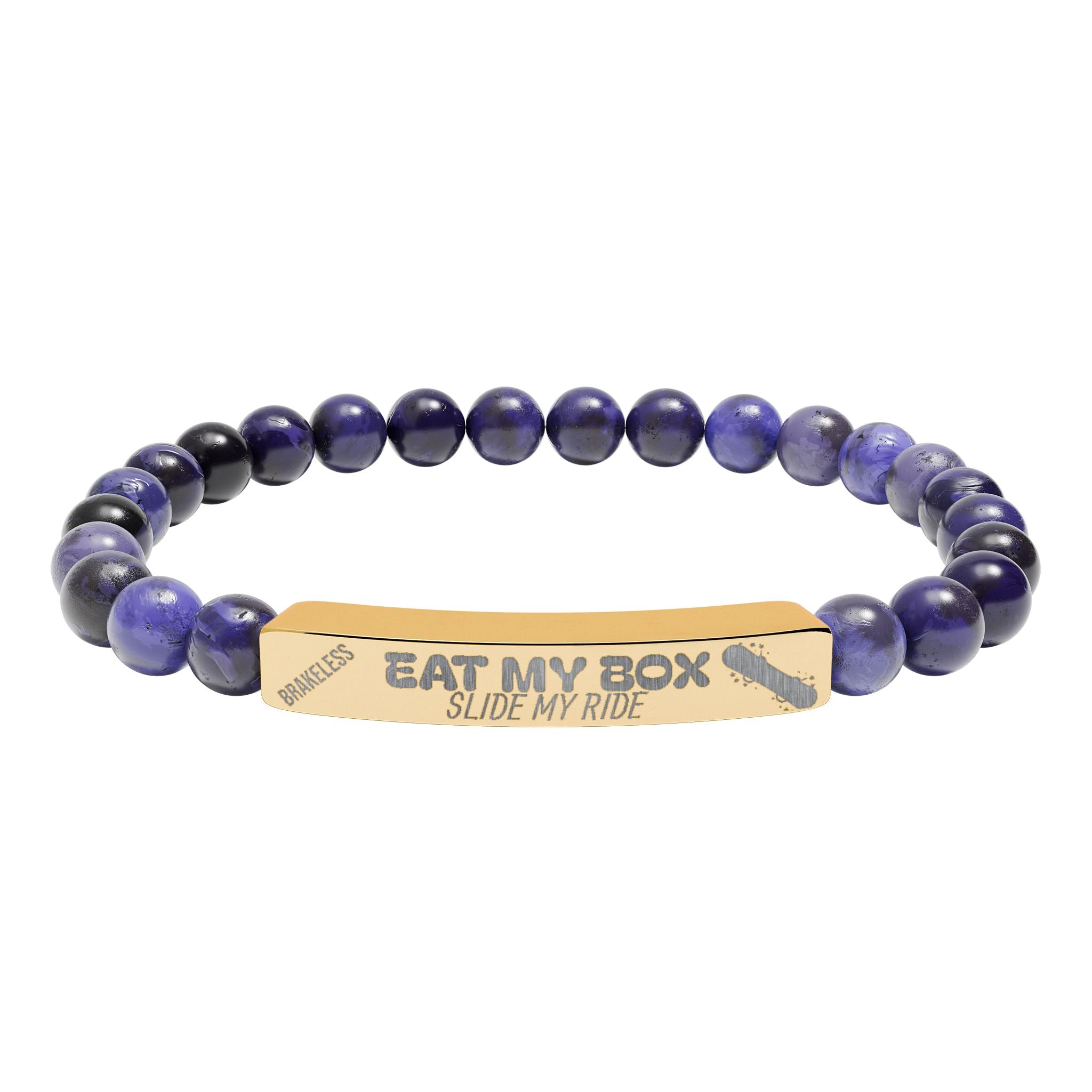 Engraved Natural Stone Stretch Bracelet — "EAT MY BOX" Bar