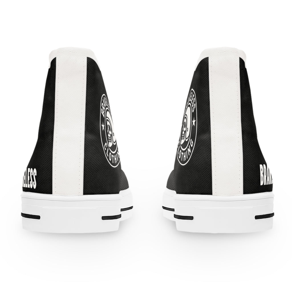 Women's High Top Sneakers — Black 'BRAKELESS' Canvas Casual Shoes