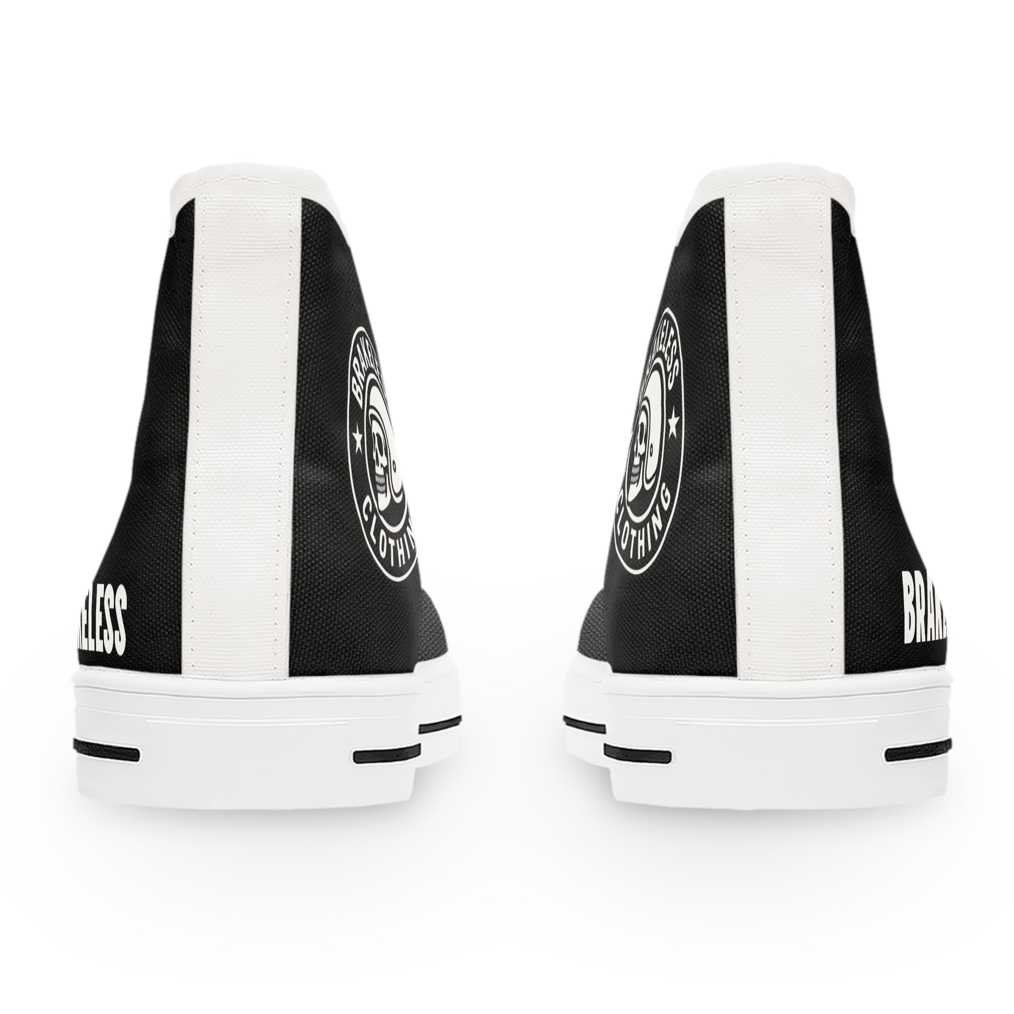 Women's High Top Sneakers — Black 'BRAKELESS' Canvas Casual Shoes