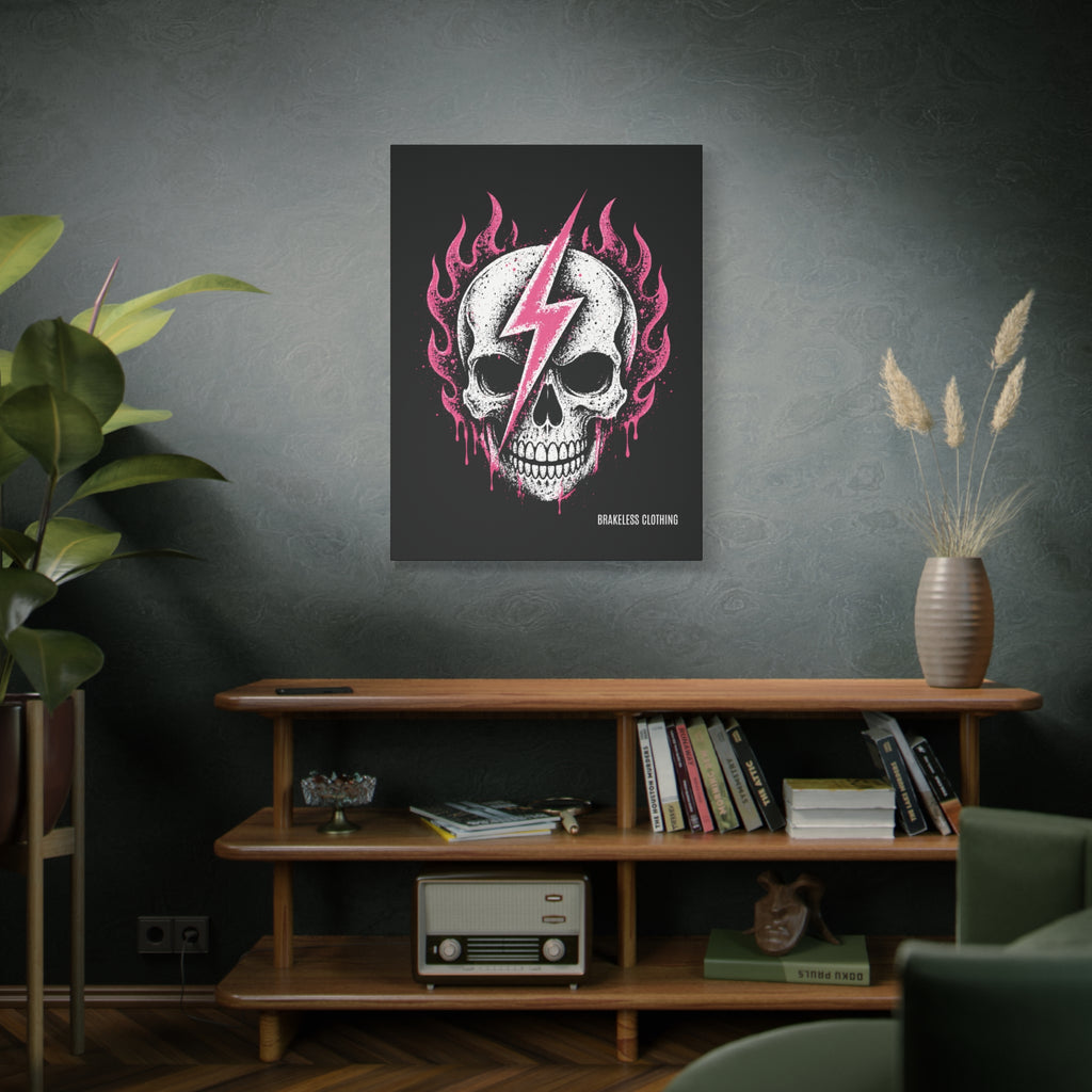 Pink Lightning Skull Canvas - BRAKELESS SEND IT ART
