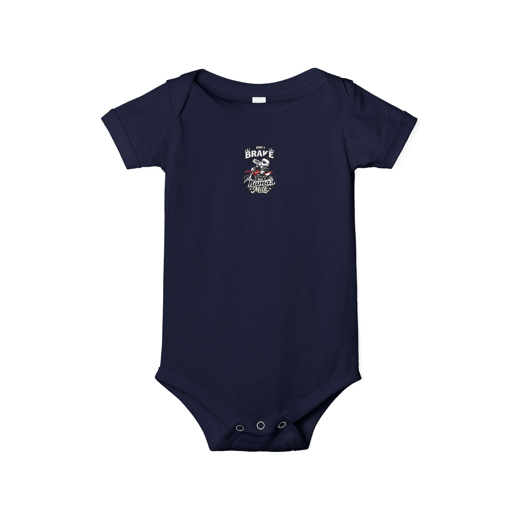 Infant One-Piece Bodysuit — ‘No Brakes’ Retro Motorcycle Chest Graphic
