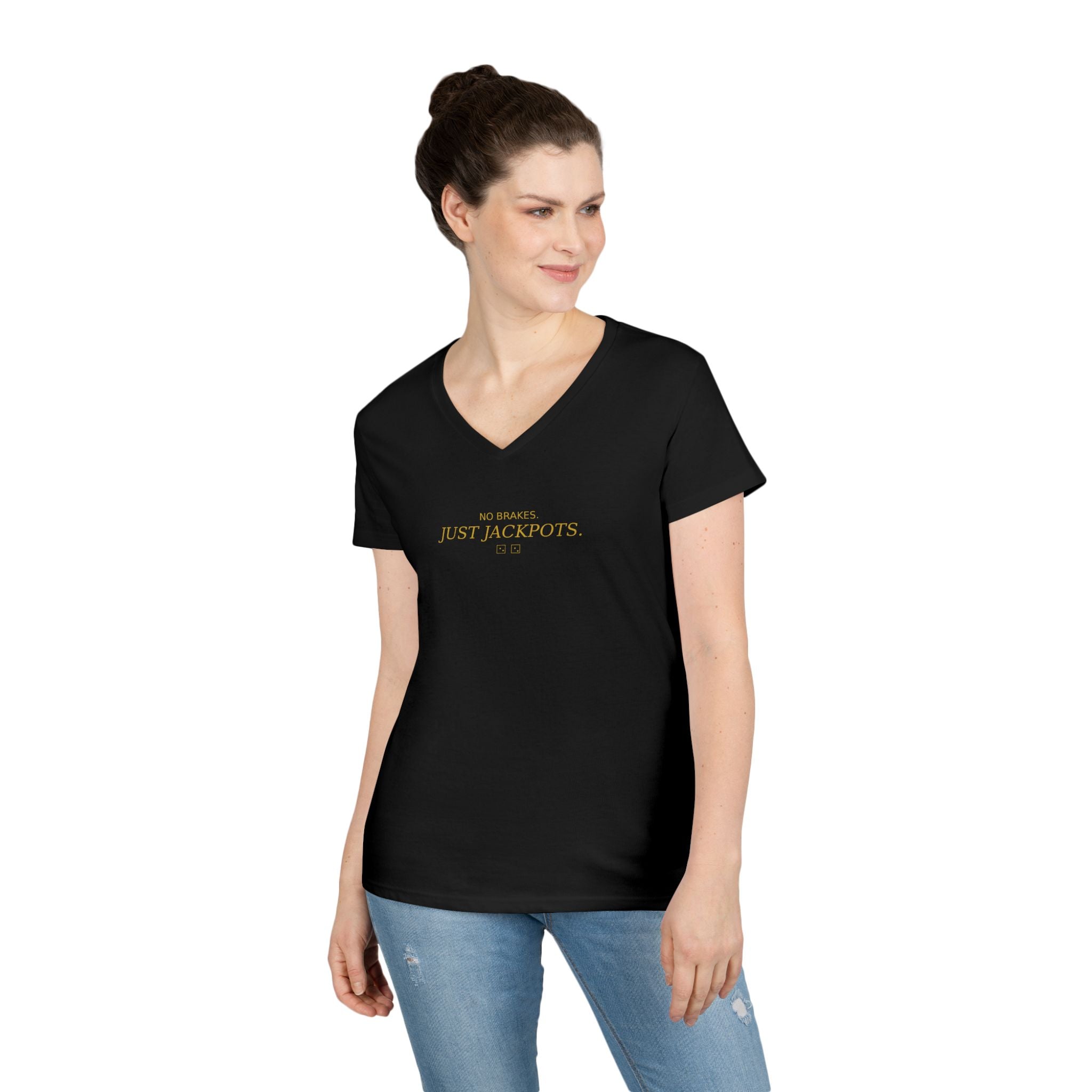 Just Jackpots - Ladies' V-Neck T-Shirt — Minimal Gold