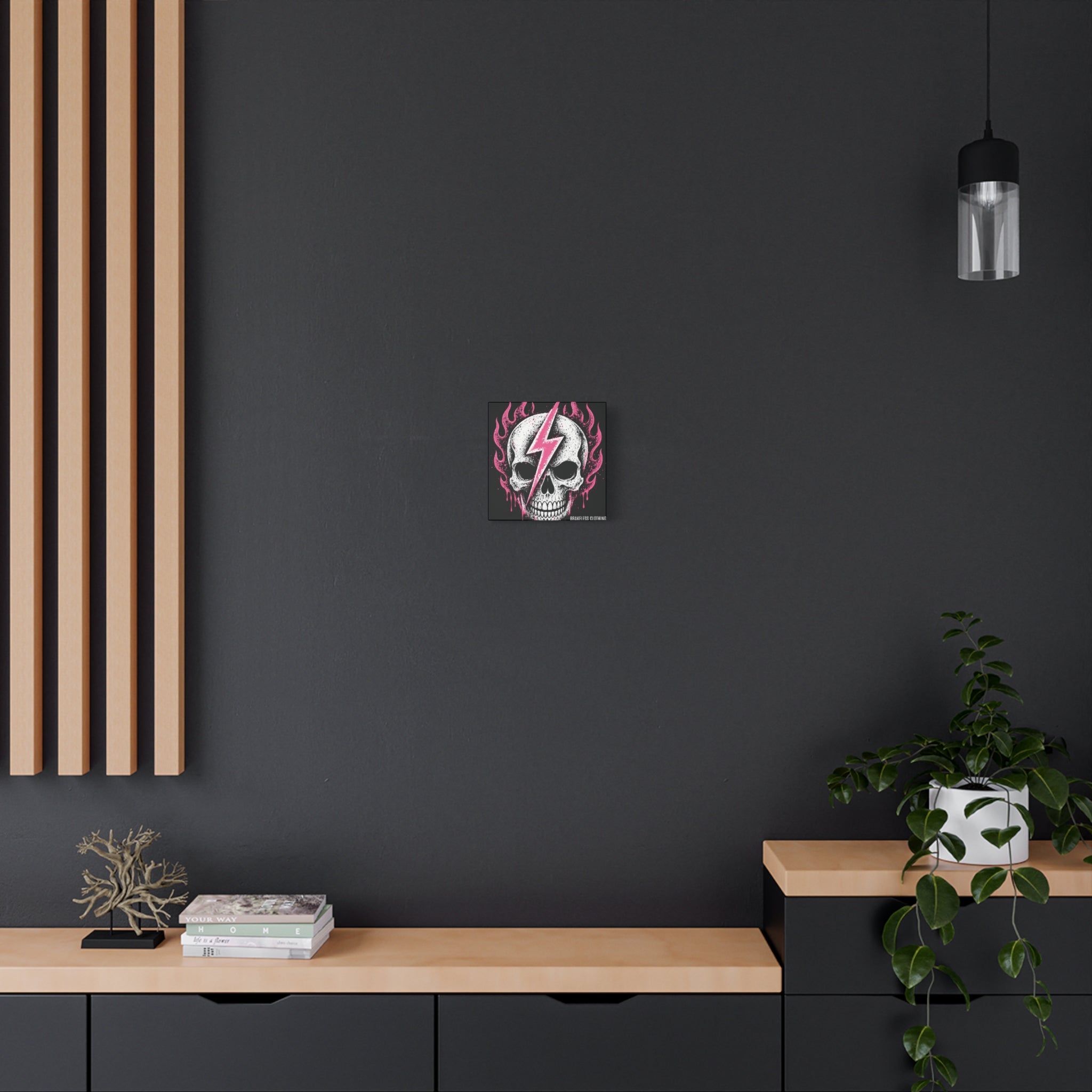 Pink Lightning Skull Canvas - BRAKELESS SEND IT ART