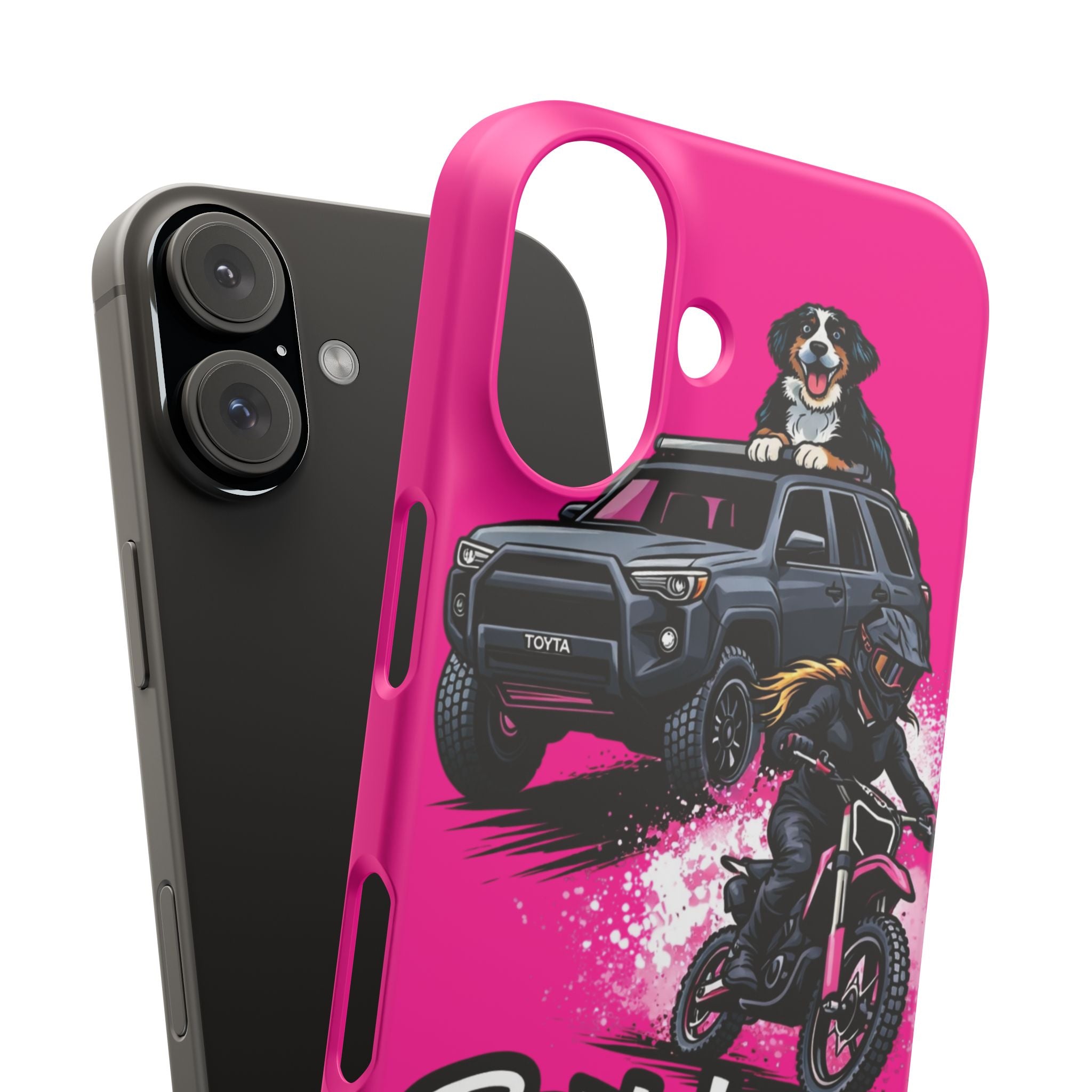 Phone Case — 'Brakeless Clothing' Off‑Road Motorcycle & 4x4 Design (Pink)