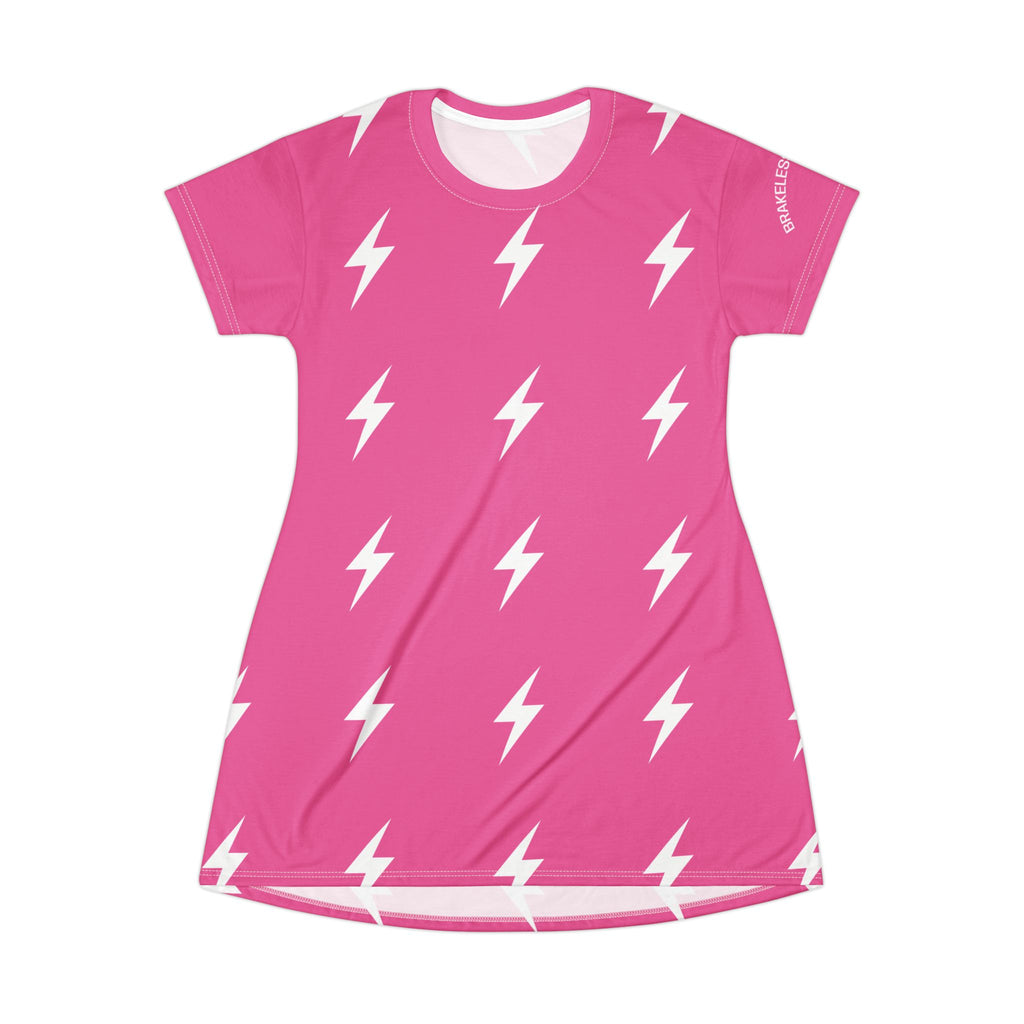 Pink Lightning Bolt T-SHIRT Dress — BRAKELESS CLOTHING ICONIC Dress