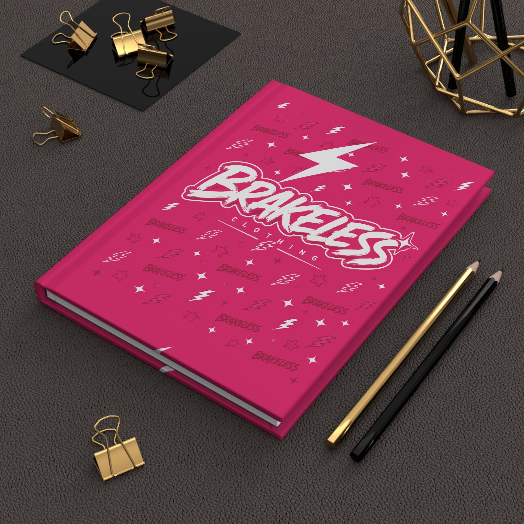 Brakeless Clothing Barbee Style Lightning Hardcover Journal — Pink Matte Notebook
