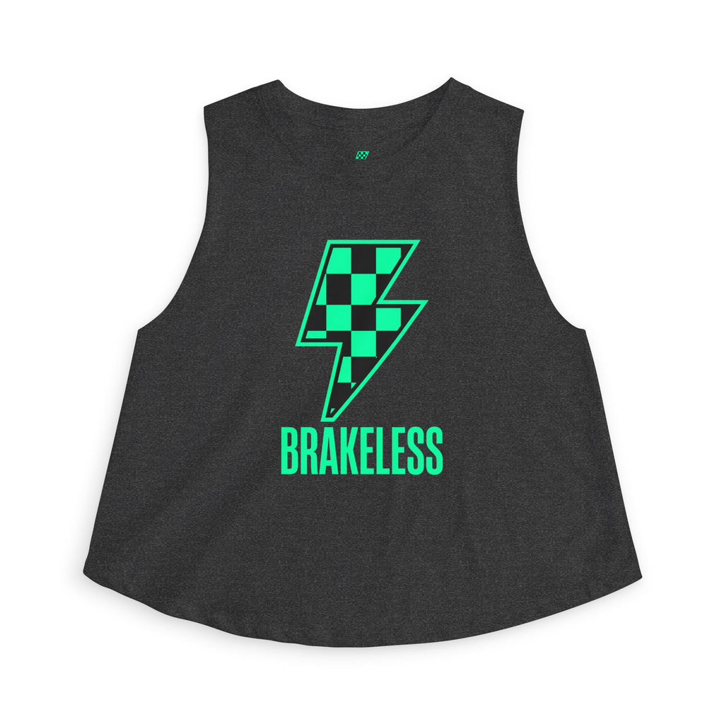 Brakeless Neon Checkered Lightning Crop Top – Women's Racer Tank