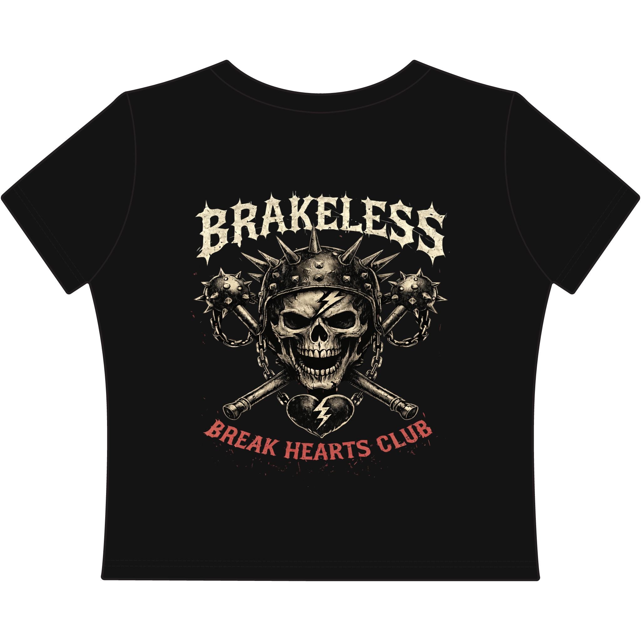 BRAKELESS CLOTHING "Break Hearts Club - BLACK HEART" Women's Baby Tee - Crop Top