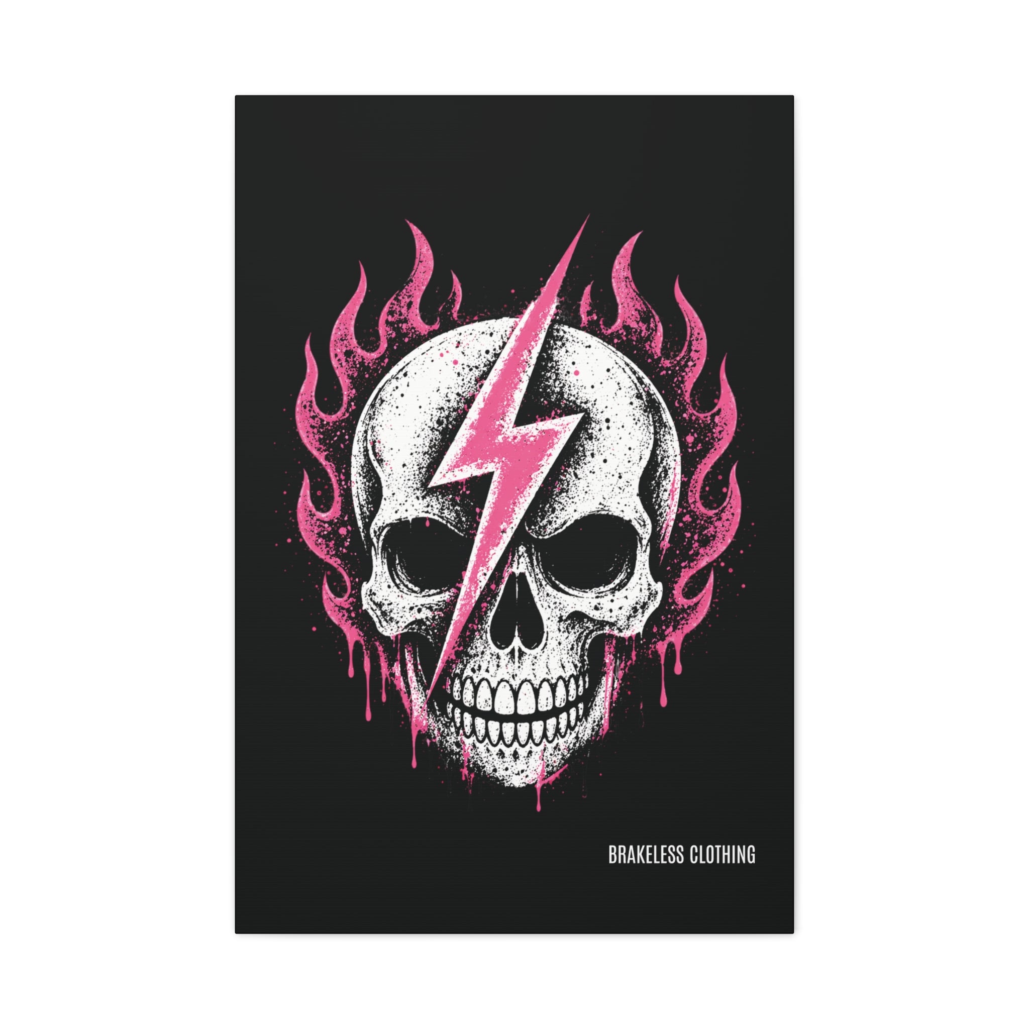 Pink Lightning Skull Canvas - BRAKELESS SEND IT ART