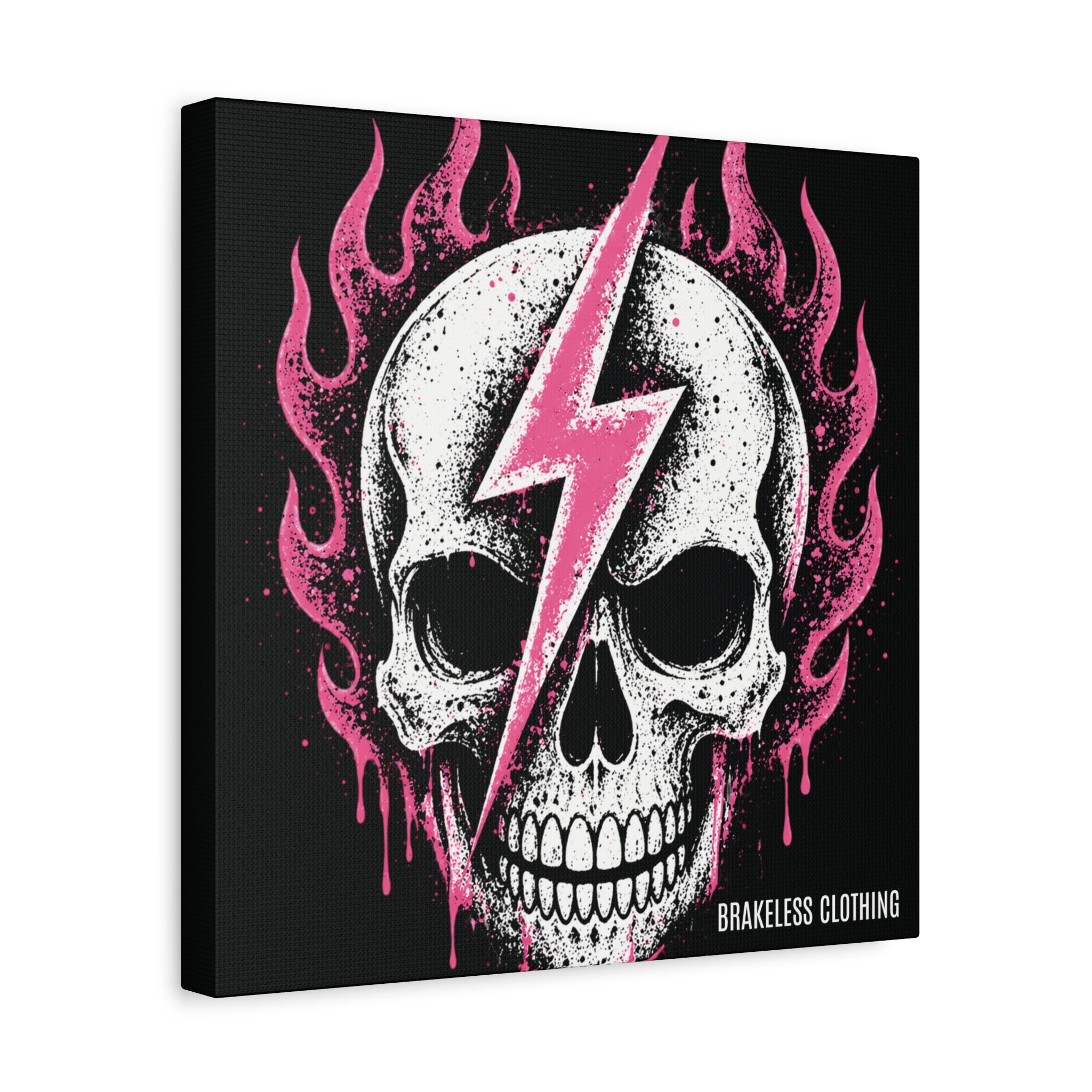 Pink Lightning Skull Canvas - BRAKELESS SEND IT ART