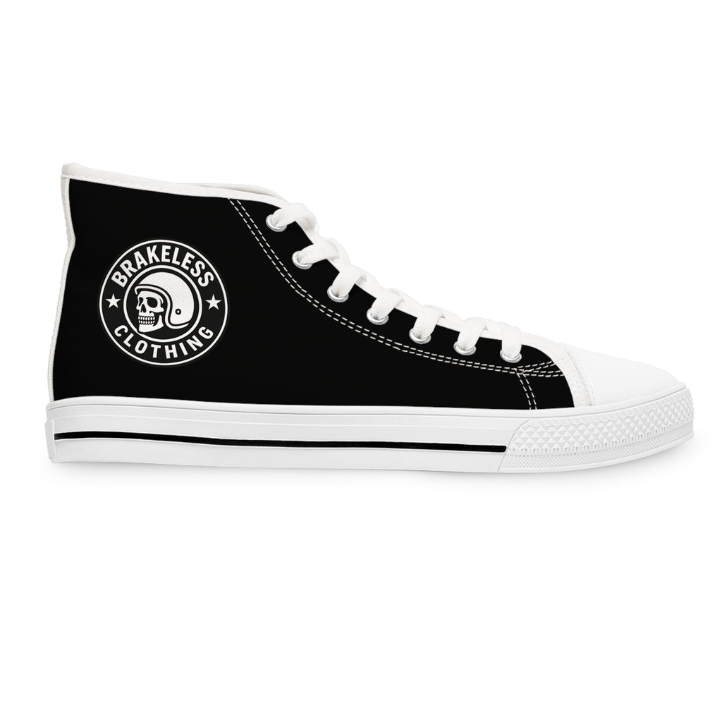 Women's High Top Sneakers — Black 'BRAKELESS' Canvas Casual Shoes
