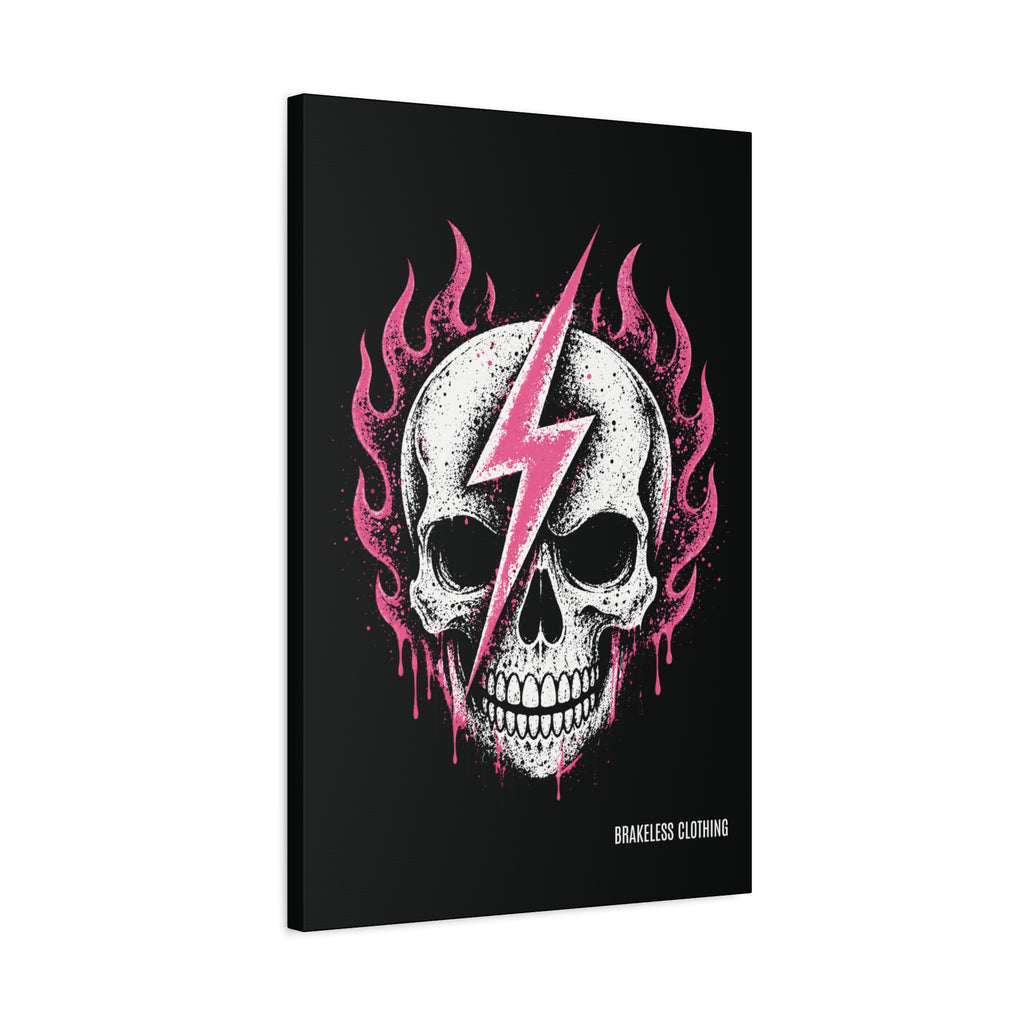 Pink Lightning Skull Canvas - BRAKELESS SEND IT ART